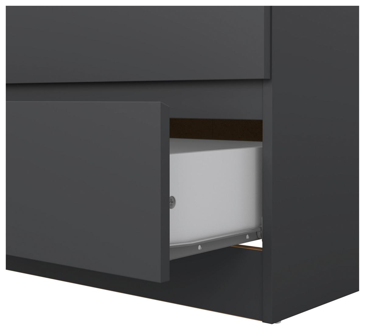 Kommode Mara 2 Anthrazit B: 77 cm - Anthrazit/Weiß, Trend, Holz (77/80,4/42cm)