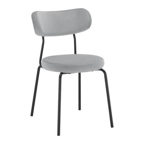 Sametová židle Lea - šedá - šedá/černá, Moderní, kov/dřevo (51/82/63cm) - Bessagi Home