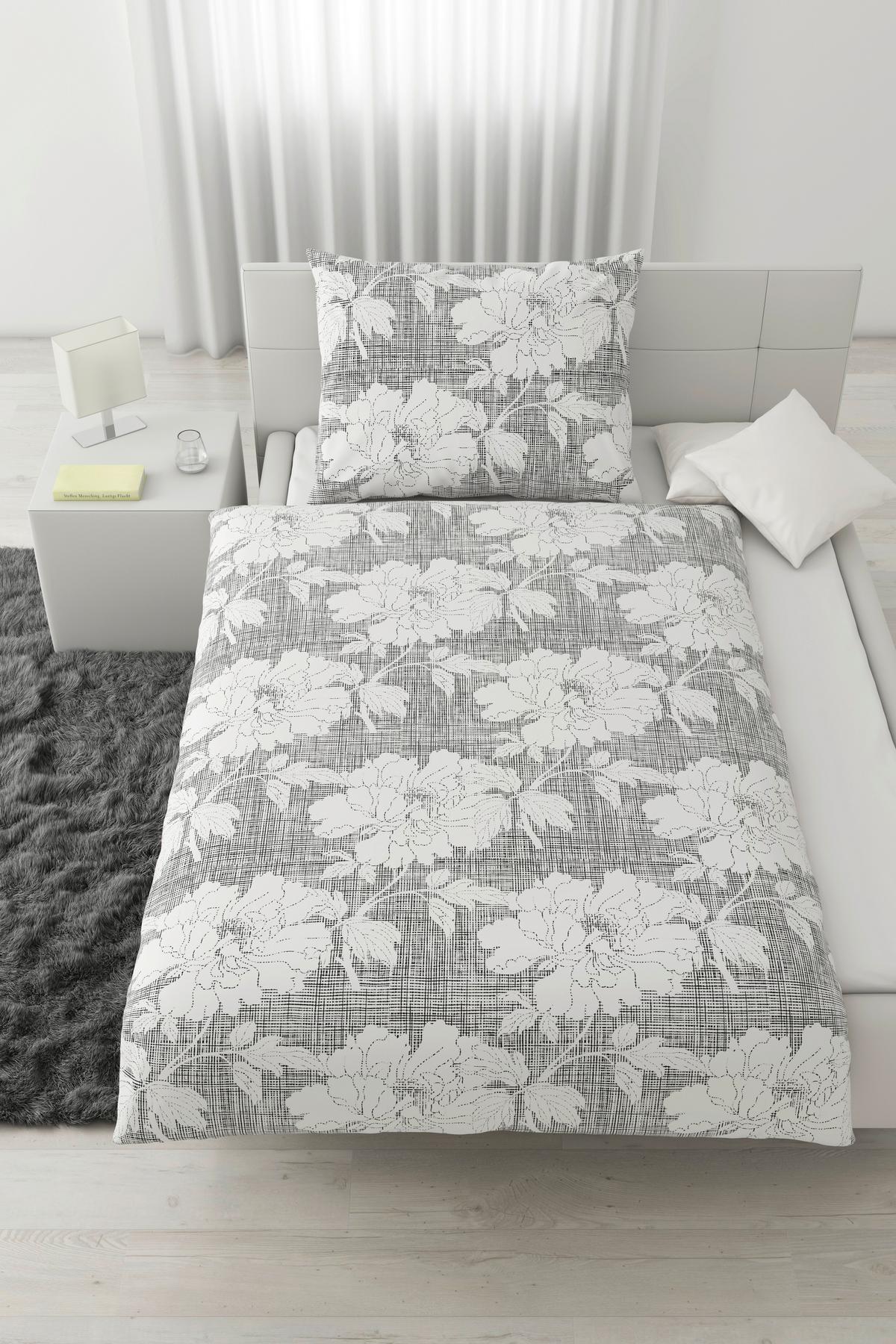 Povlečení Gundi, 70/90 140/200cm - bílá/černá, Romantický / Rustikální, textil (140/200cm) - Mömax