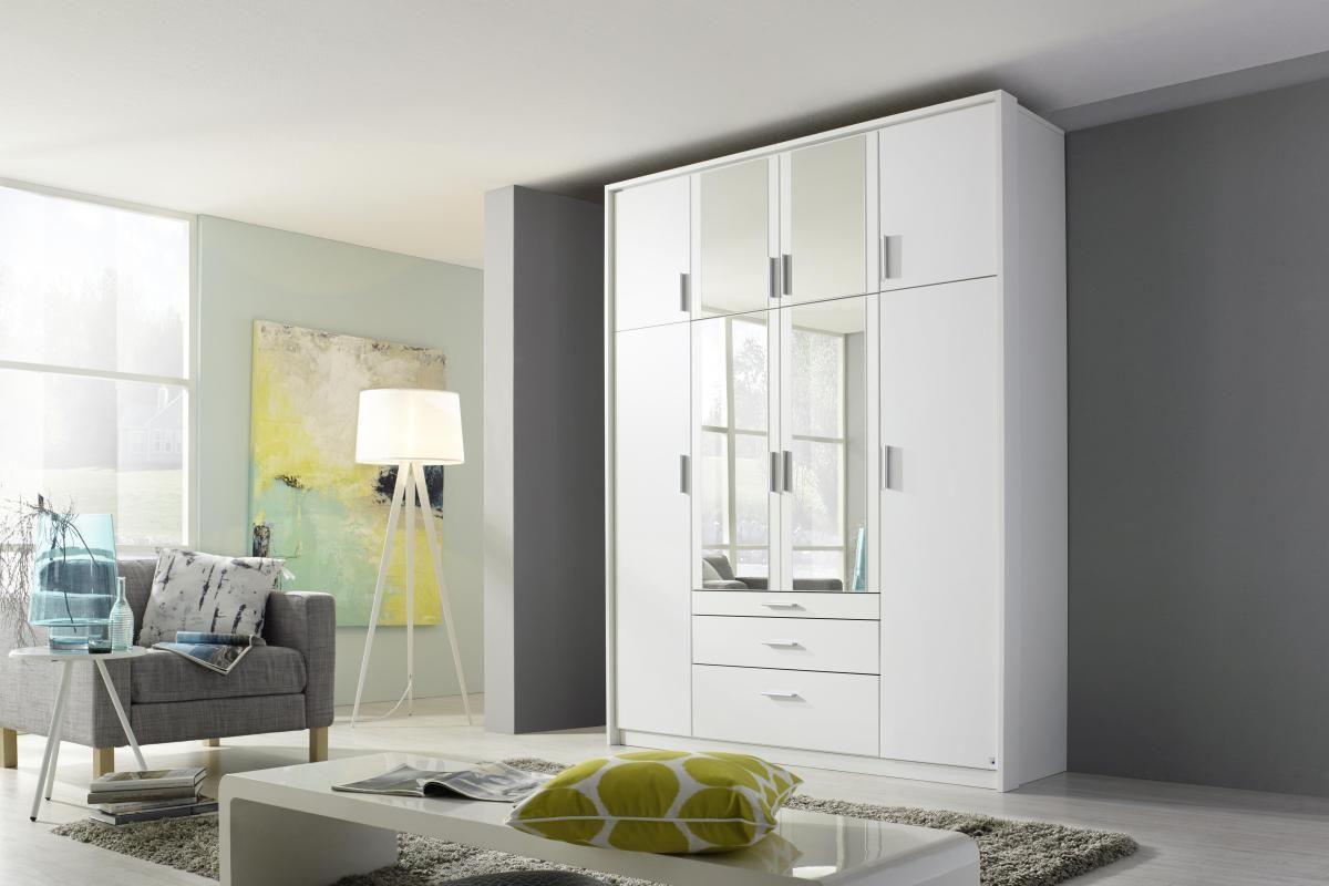 Drehtürenschrank Mit Spiegel 185 Cm Weiß Hildesheim - Klar/Weiß, Design, Glas/Holzwerkstoff (185/231/56cm) - Rauch Möbel