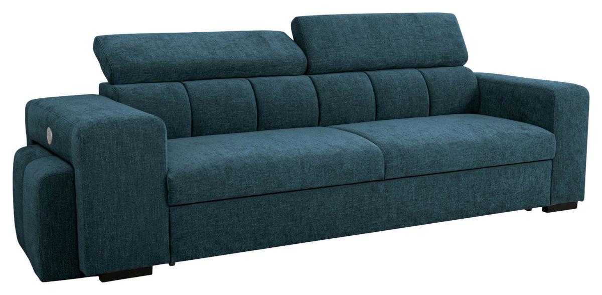 3-SitzerSofa m. Schlaffunktion Sirius S blau, B: 251cm - Blau/Schwarz, KONVENTIONELL, Holz/Holzwerkstoff (251/96/100cm)