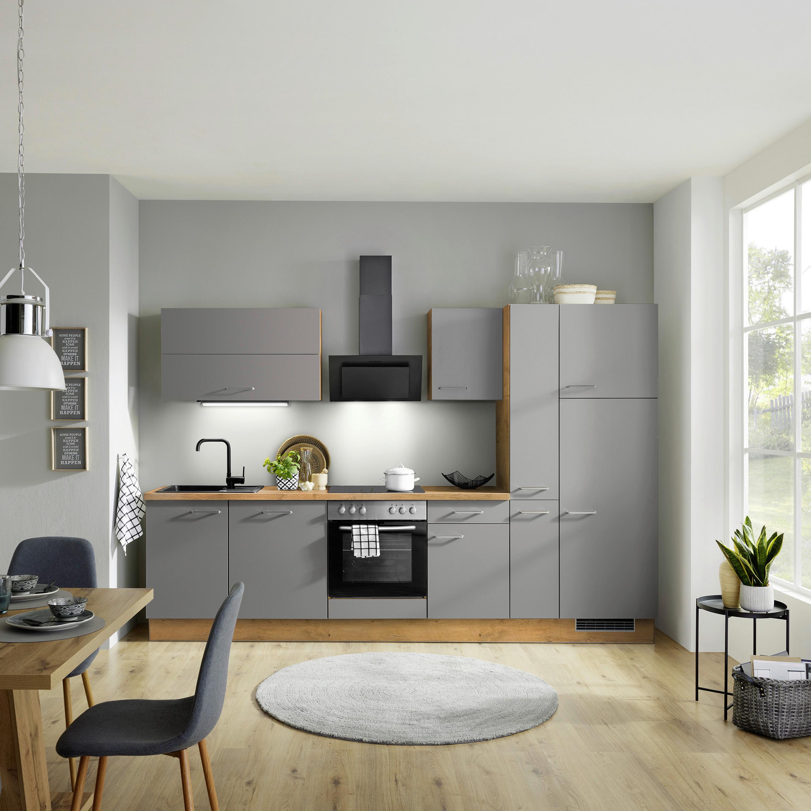 KÜCHENLEERBLOCK IP1200 - Schieferfarben/Eichefarben, Basics, Holzwerkstoff (310cm) - Impuls