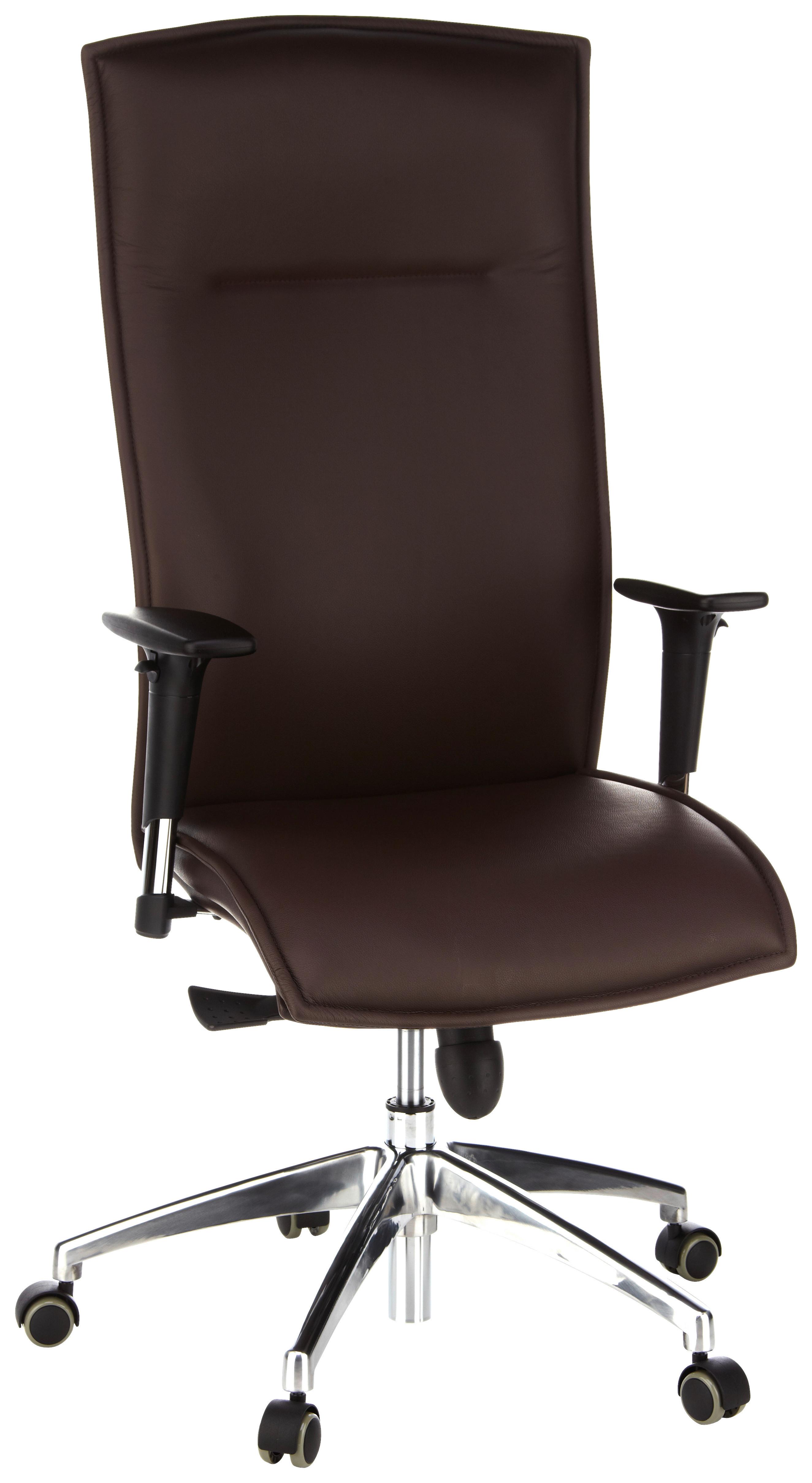 Drehstuhl Murano 20 Dunkelbraun - Dunkelbraun/Alufarben, MODERN, Leder/Kunststoff (59/133/52cm) - MID.YOU