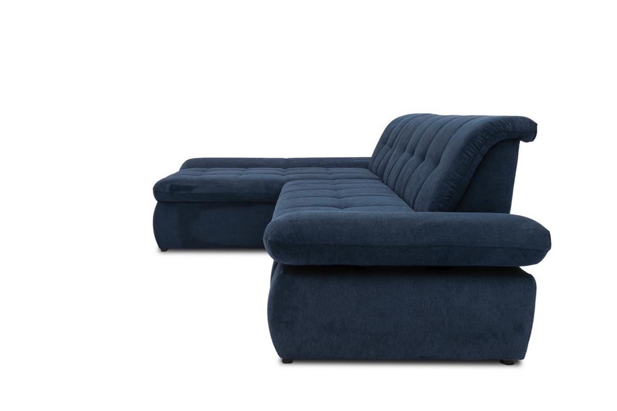 Ecksofa Mit Schlaffunktion Moric Dunkelblau Mikrofaser - Chromfarben/Dunkelblau, KONVENTIONELL, Textil (172/300cm) - MID.YOU
