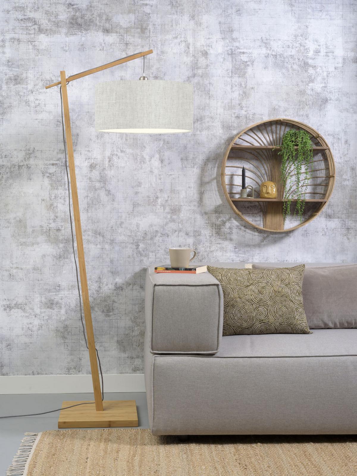 Stehlampe Andas Beige/ Naturfarben Mit Fußschalter - Beige/Naturfarben, Design, Holz/Textil (70/176cm) - Good & Mojo