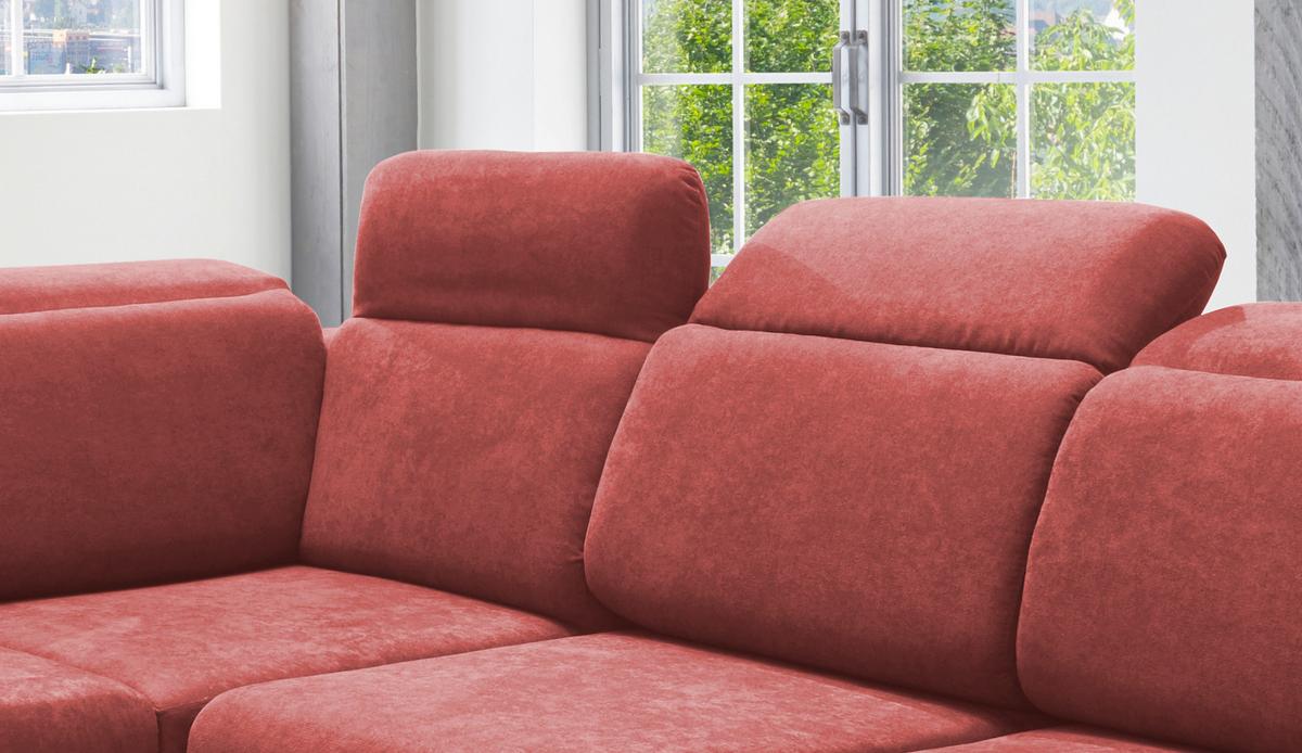 Ecksofa Vasto Rot S: 228x283 cm - Chromfarben/Rot, Design, Textil (228/283cm) - Livetastic
