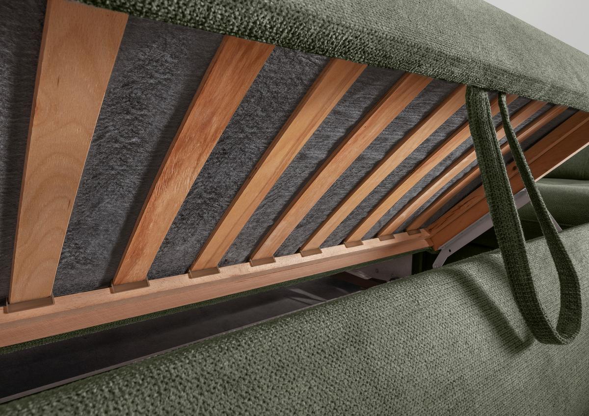 Wohnlandschaft Mit Bettkasten Rigatti Dunkelgrün B: 387 Cm - Dunkelgrün/Schwarz, MODERN, Textil (184/387/252cm) - Livetastic