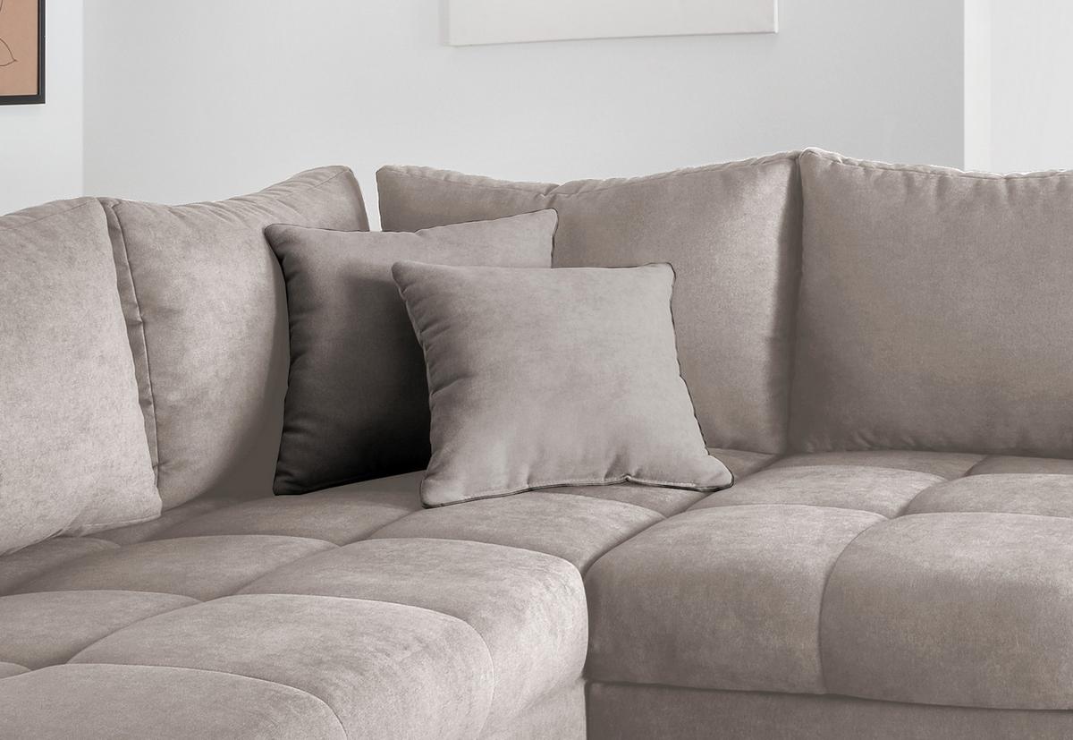Eckschlafsofa Alvito Taupe S: 202/298 Cm - Taupe/Silberfarben, Design, Textil (202/298cm) - MID.YOU