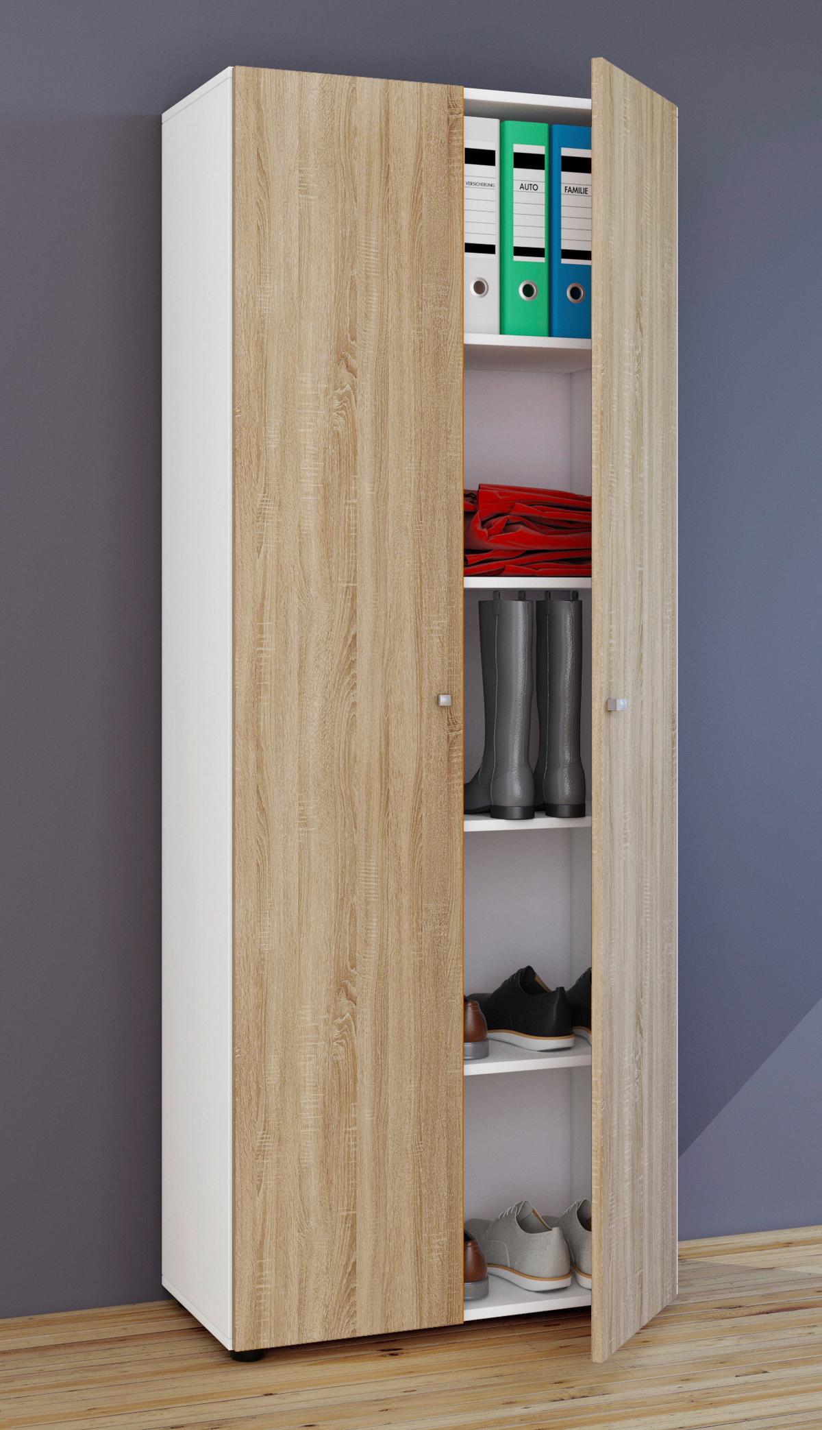 Mehrzweckschrank Vandol Weiß, Eiche Dekor B: 70 Cm - Schwarz/Weiß, Design, Holzwerkstoff (70/178/39cm) - MID.YOU