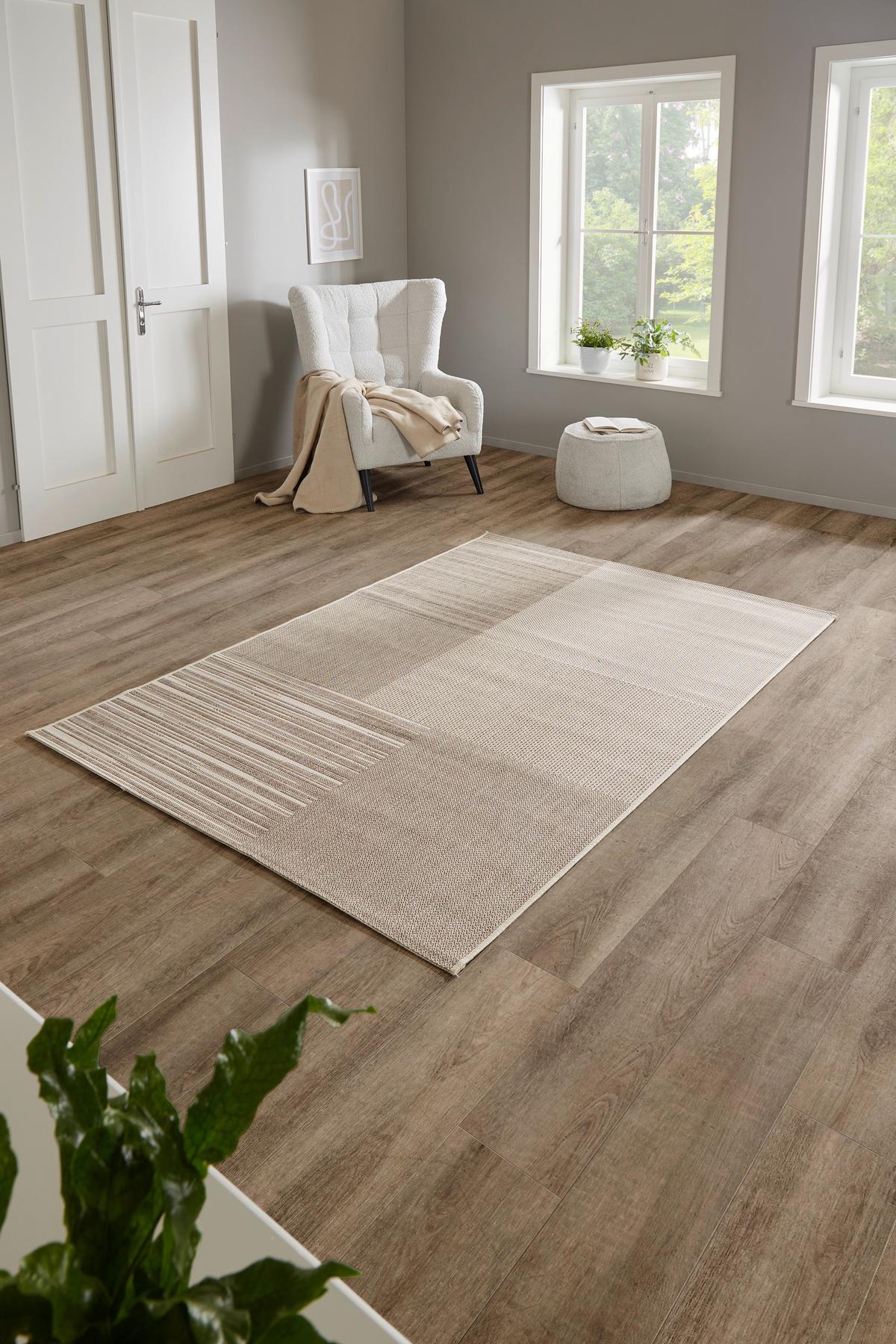 Flachwebteppich Beige Amanza 120x170 cm Synthetikfaser - Beige, Basics, Textil (120/170cm) - Luca Bessoni