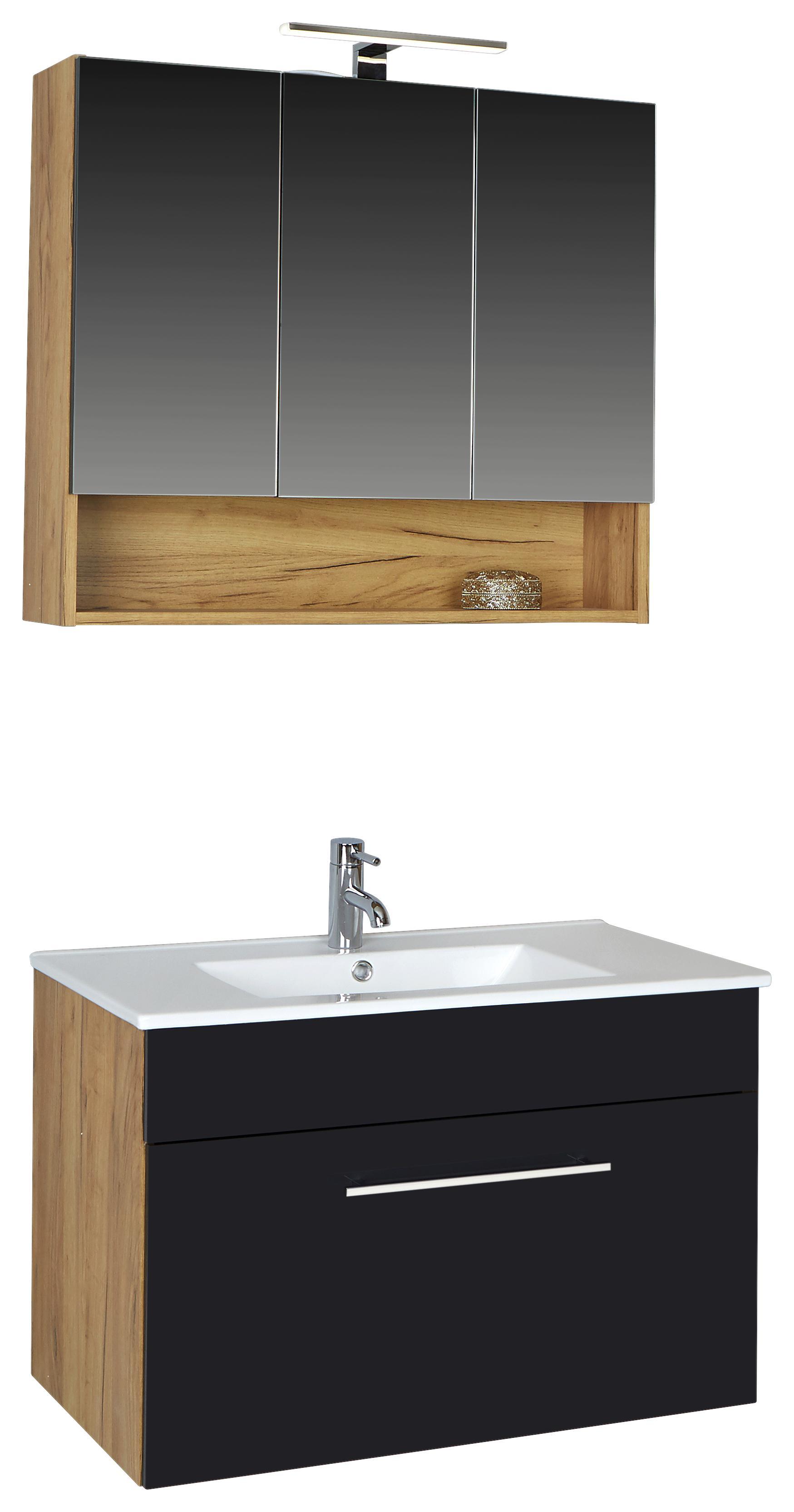 Fürdőszoba Alpina - Tölgyfa/Antracit, konvencionális, Faalapú anyag/Kerámia (80/200/46cm)