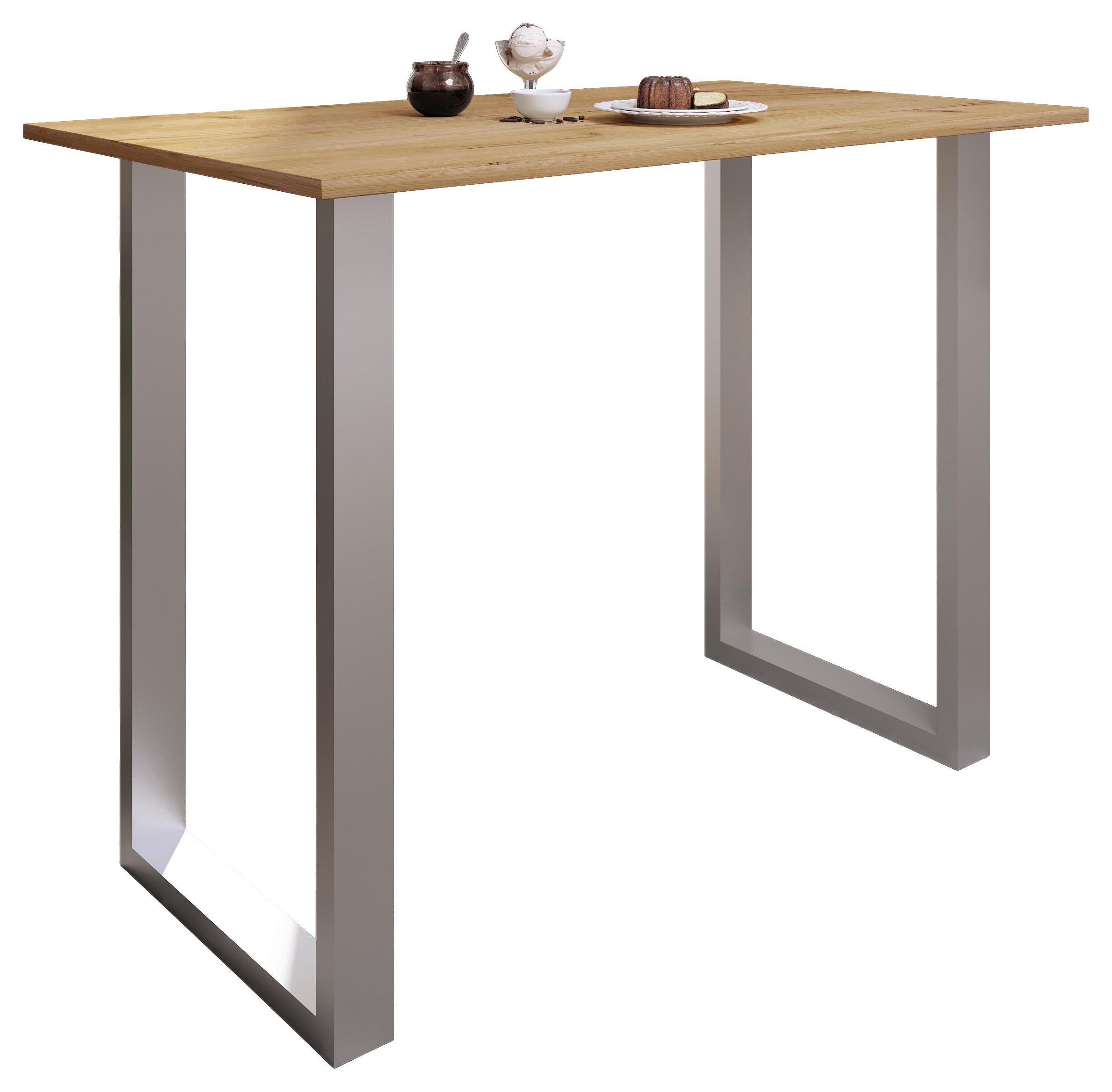 Bartisch Xona B 140x80 - Honigeiche/Silberfarben, KONVENTIONELL, Holzwerkstoff/Metall (140/102/80cm)