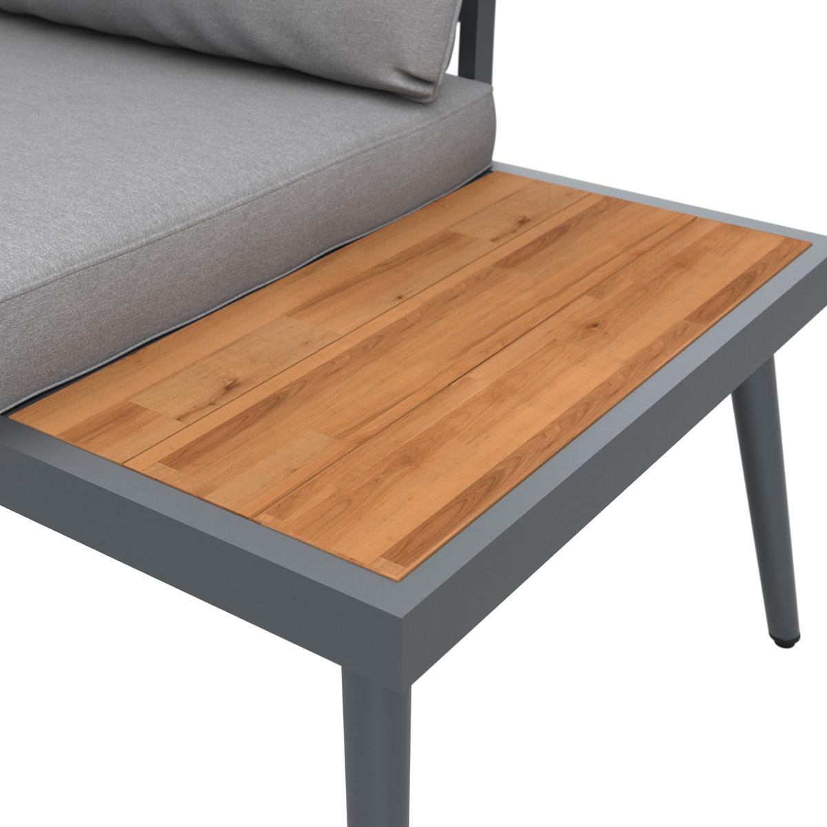 Záhradná sedacia súprava SALLIE - čierna/sivá, Modern, kov/drevo (205/76,5/152cm) - Bessagi Garden