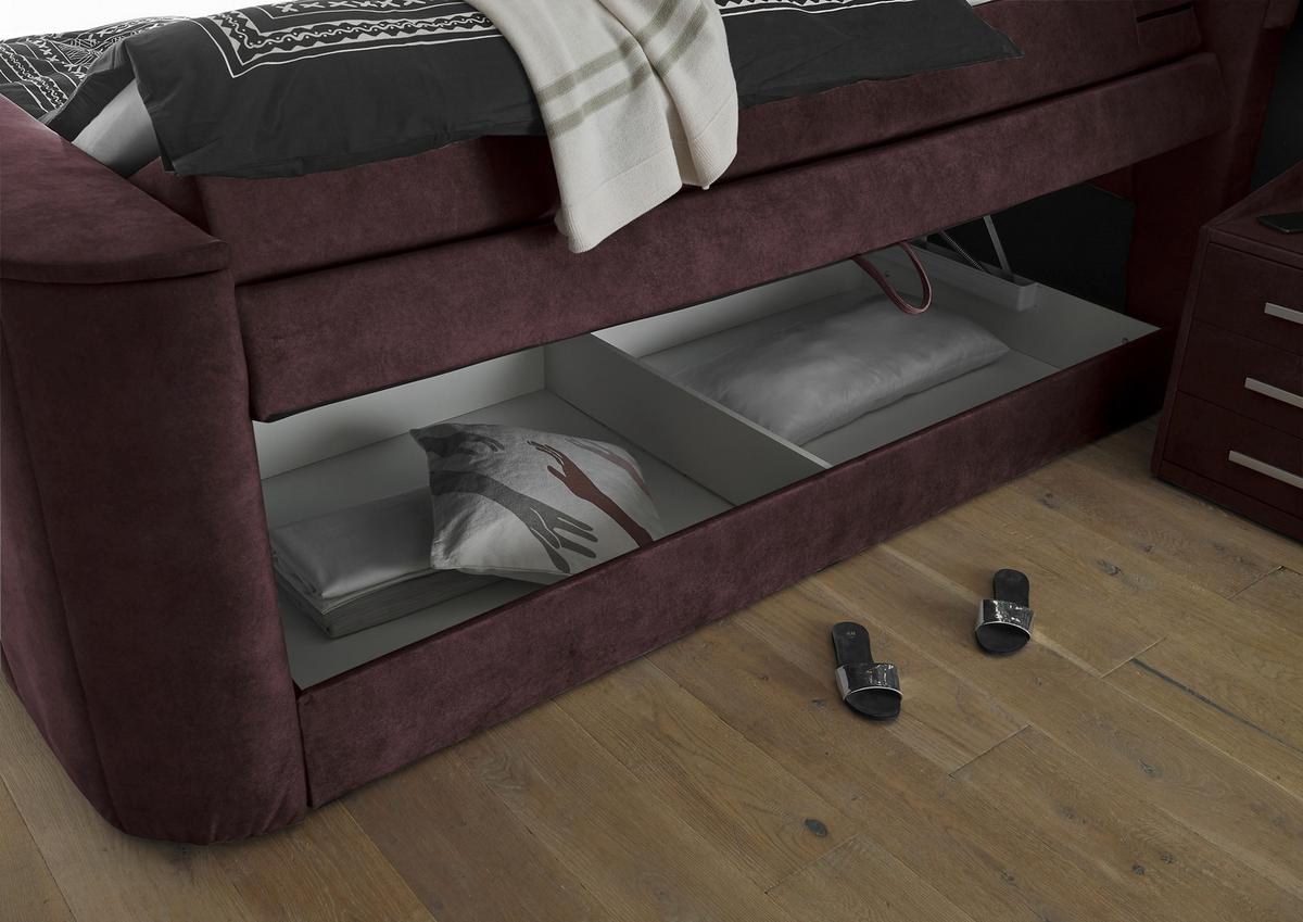 Boxspringbett mit Topper 180x200 cm Dallas - Aubergine, MODERN, Holzwerkstoff/Textil (180/200cm) - MID.YOU