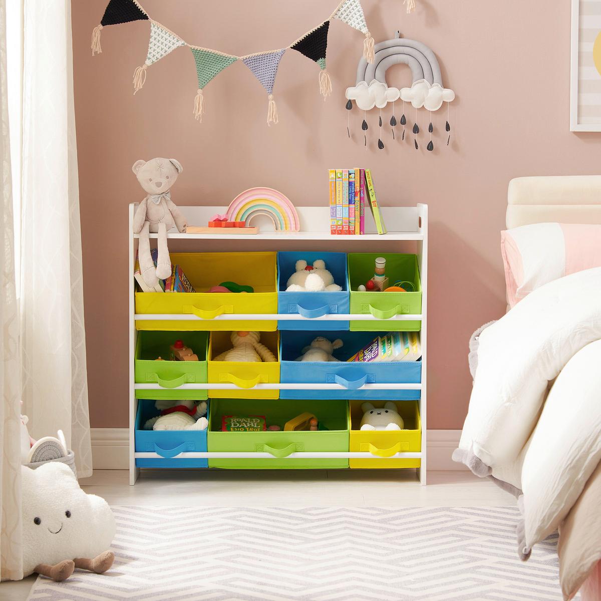 Toy Storage Shelf Multicolor B: 82,5 Cm - Multicolor, MODERN, Holzwerkstoff/Textil (82,5/78/26,5cm) - MID.YOU