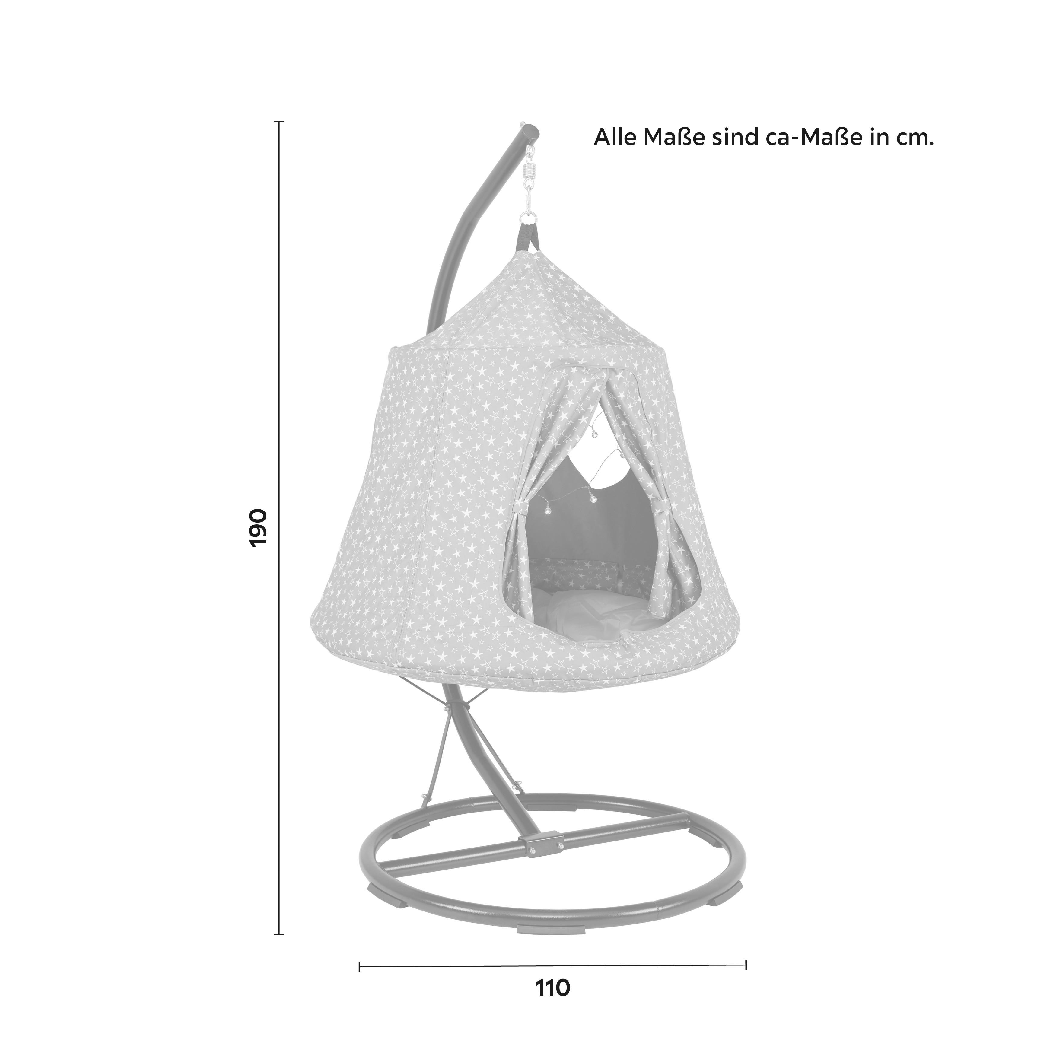 Závěsná houpačka pro děti MAYA - šedá/bílá, Moderní, kov/textil (110/190/110cm) - Bessagi Kids