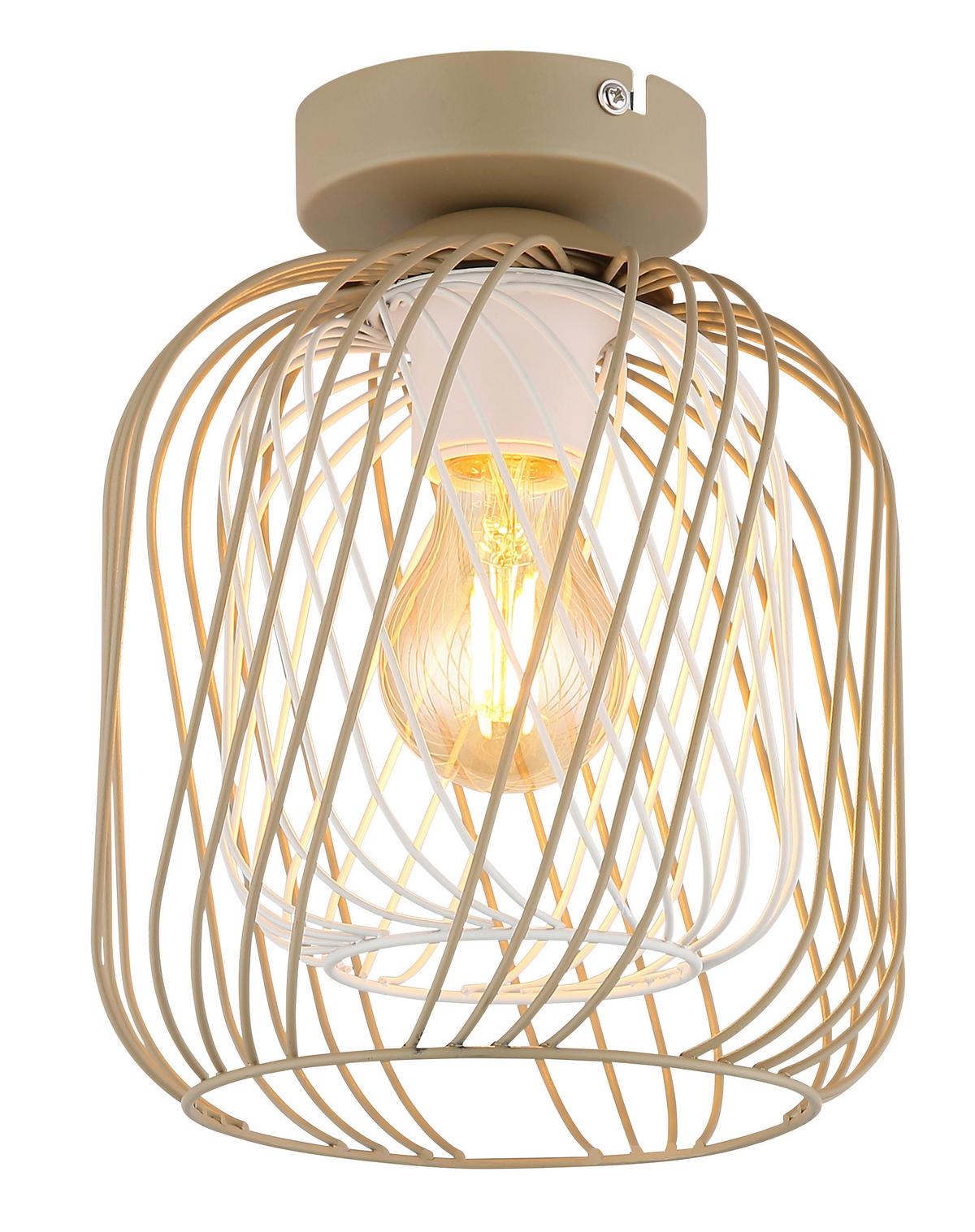 Deckenleuchte Dichti Weiß Sandfarben D: 18cm - Sandfarben/Weiß, Basics, Metall (18/24,5cm) - Globo