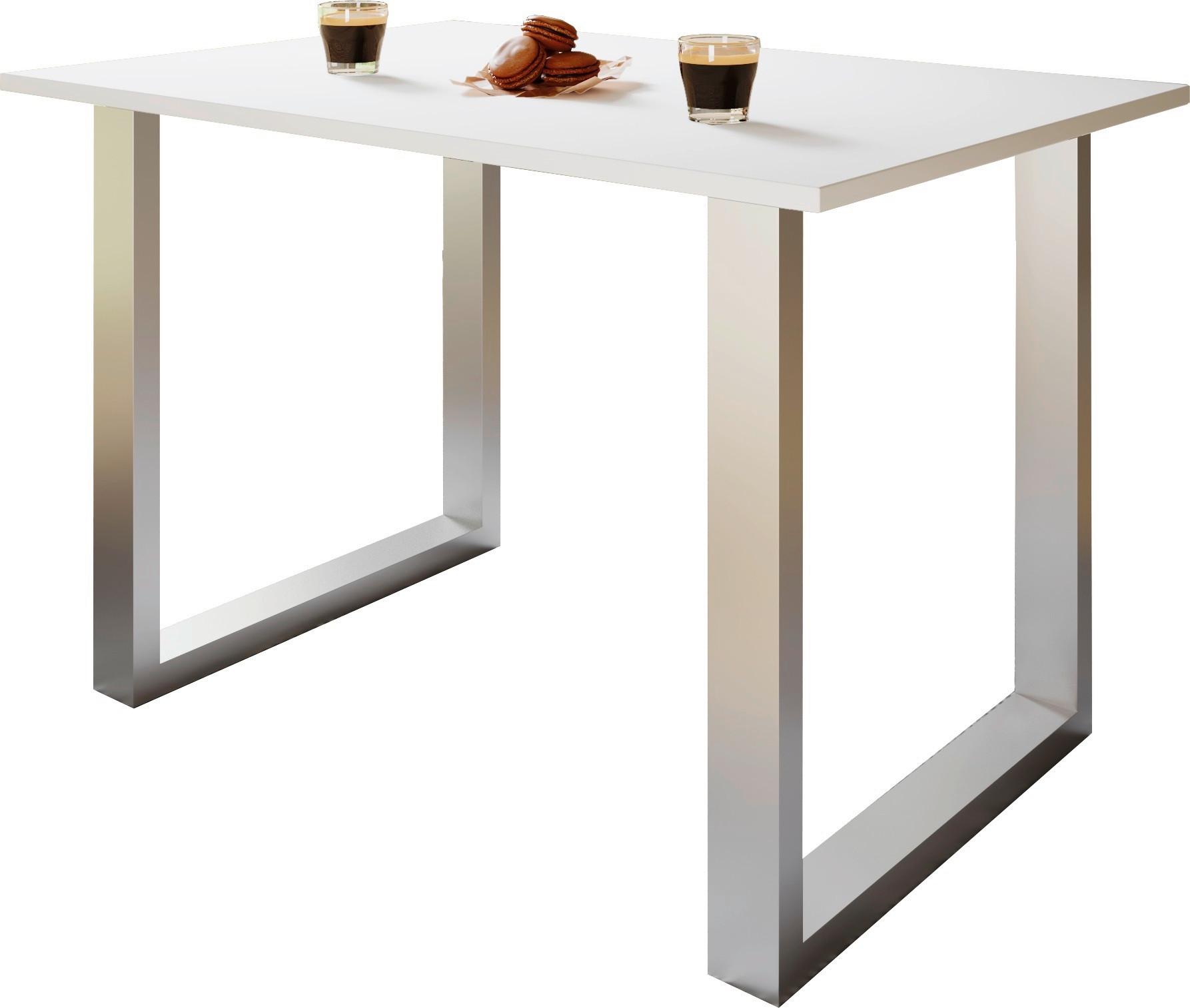 Schreibtisch Lona Weiß B: 140 cm - Silberfarben/Weiß, Design, Holzwerkstoff/Metall (140/76/80cm) - MID.YOU