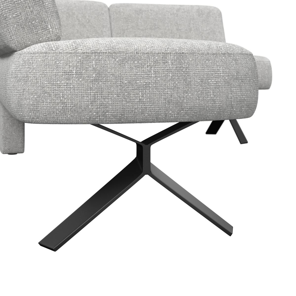 Eckbank hellgrau/Metallbeine Ulmo, S:248x176cm - Hellgrau/Schwarz, MODERN, Textil/Metall (248/176cm)