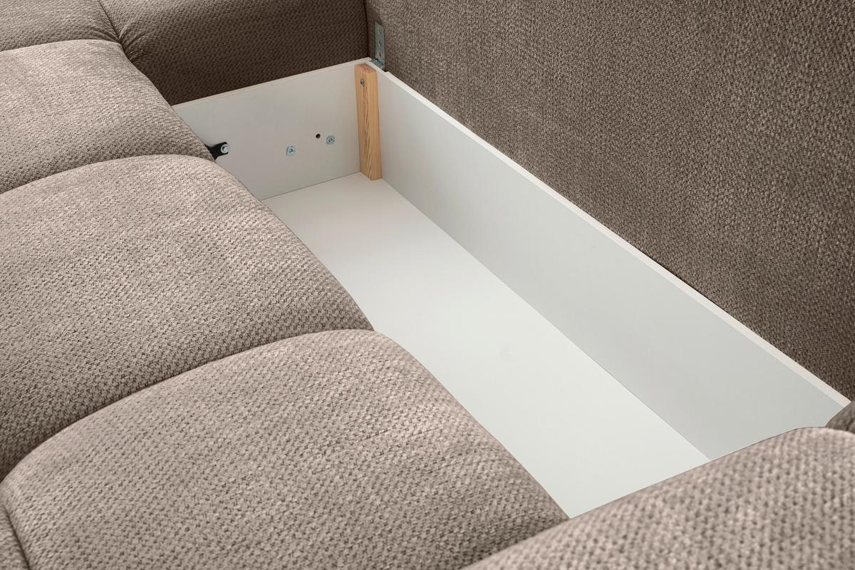 Ecksofa Taremi, Beige S: 173x299 cm - Beige/Schwarz, Design, Textil (173/299cm) - Stylife