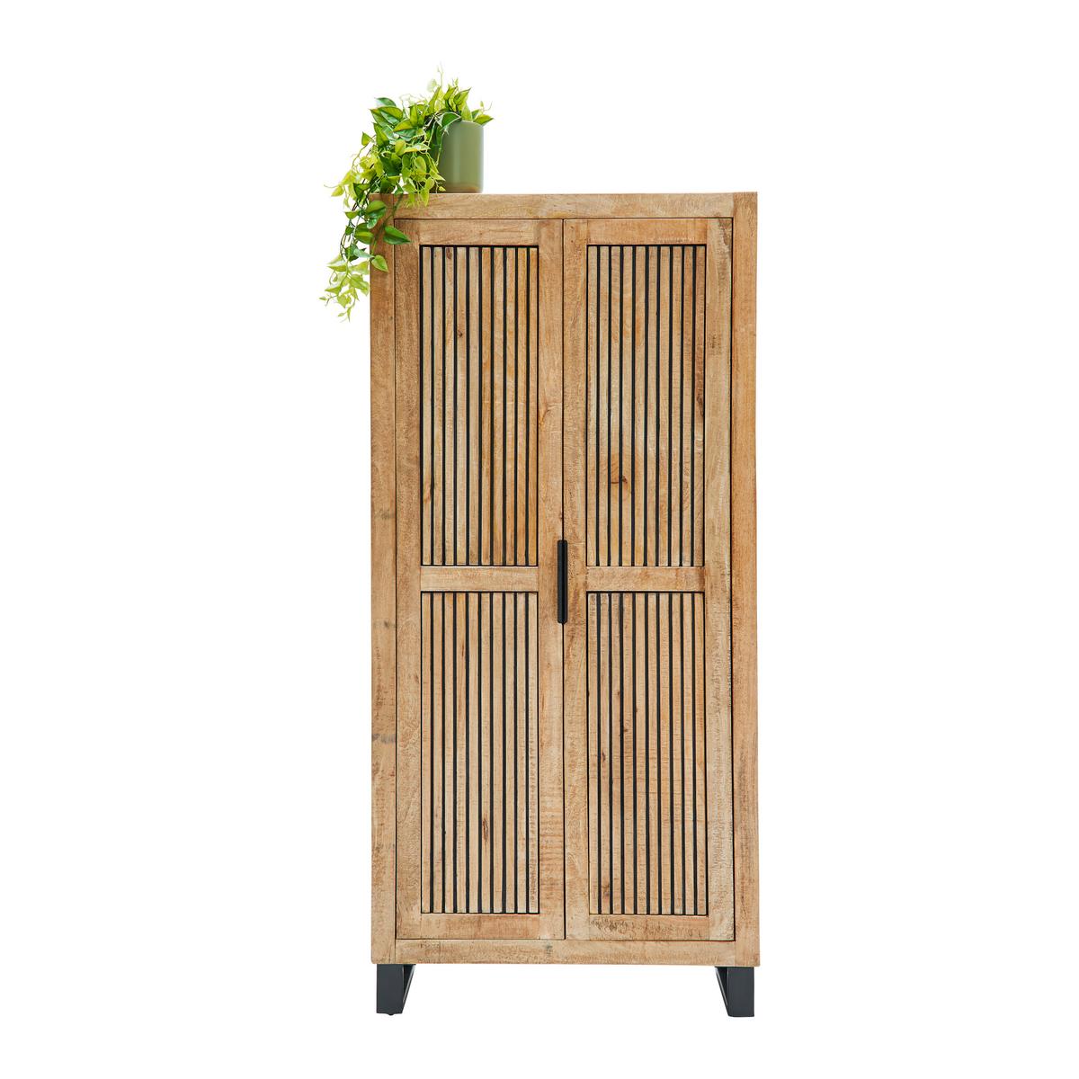 SKŘÍŇ NA ODĚV EVEREST -EXKLUSIV- - černá/přírodní barvy, Natur, kov/dřevo (88/187/40cm) - Mömax