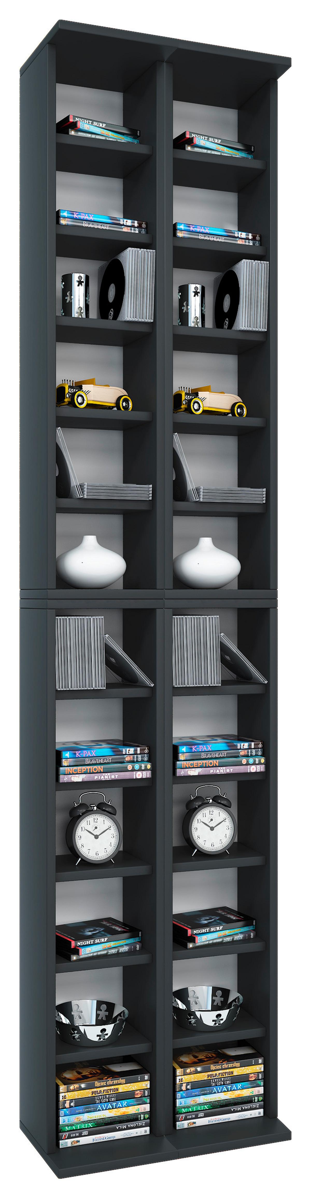 CD Regál Almera š: 42 cm černý - černá, Konvenční, kompozitní dřevo (42/183/20cm) - MID.YOU