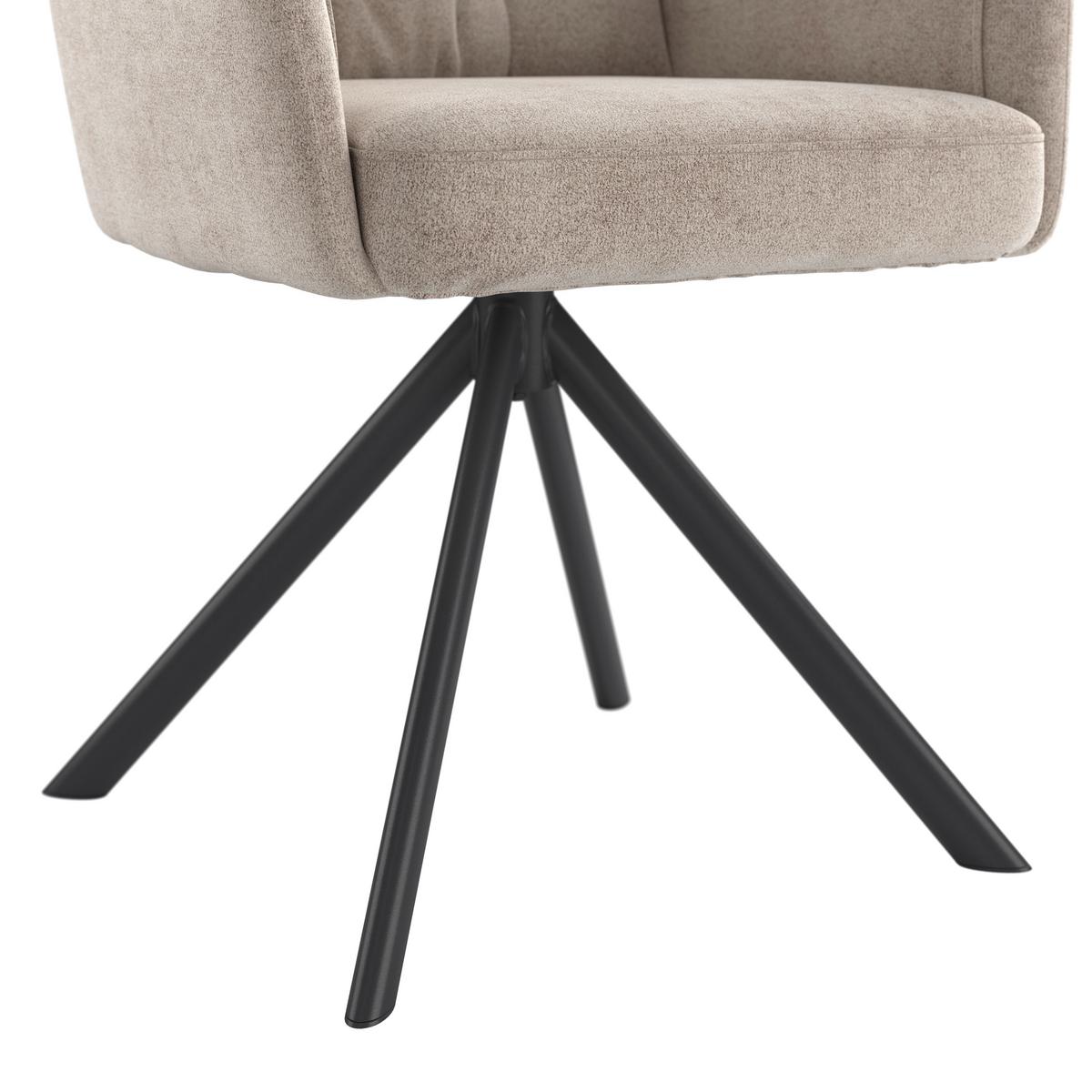 Armlehnstuhl Susan Braun Schwarz/Sitzfläche 360°drehbar - Schwarz/Braun, KONVENTIONELL, Holz/Textil (59/90/66cm)