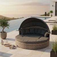 Gartenmuschel Riva Premium Relaxinsel - Naturfarben/Grau, MODERN, Kunststoff/Metall (180/145/183cm) - Gardenson