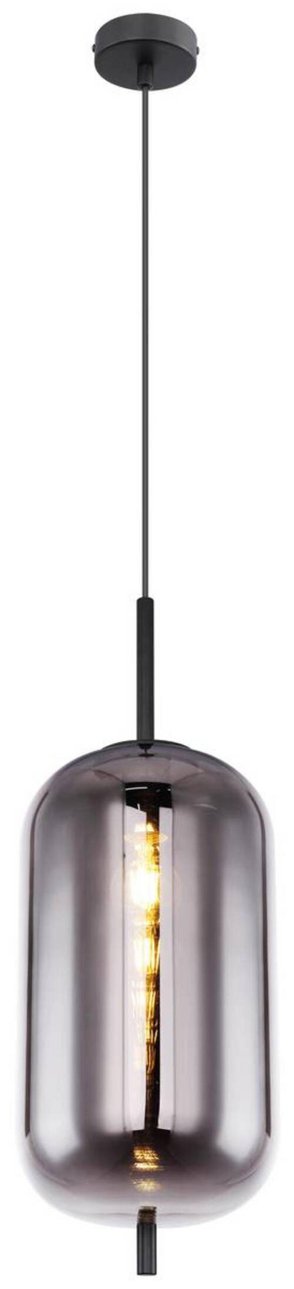Hängeleuchte Blacky Ø 22 Cm 1-Flammig - Schwarz, Design, Glas/Metall (22/120cm) - Globo