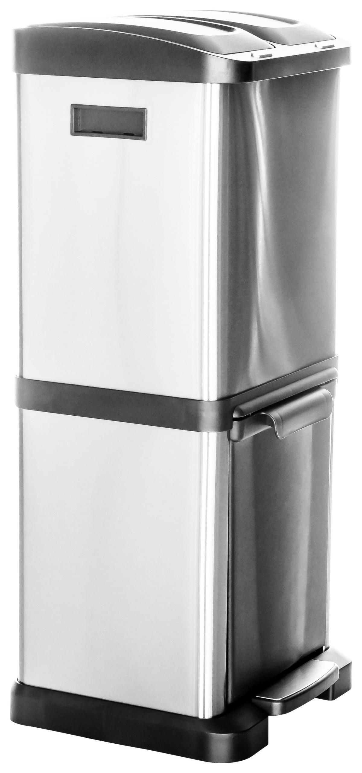 Abfallsammler Clean Vii - Silberfarben/Schwarz, Basics, Kunststoff/Metall (32/78/32cm) - MID.YOU