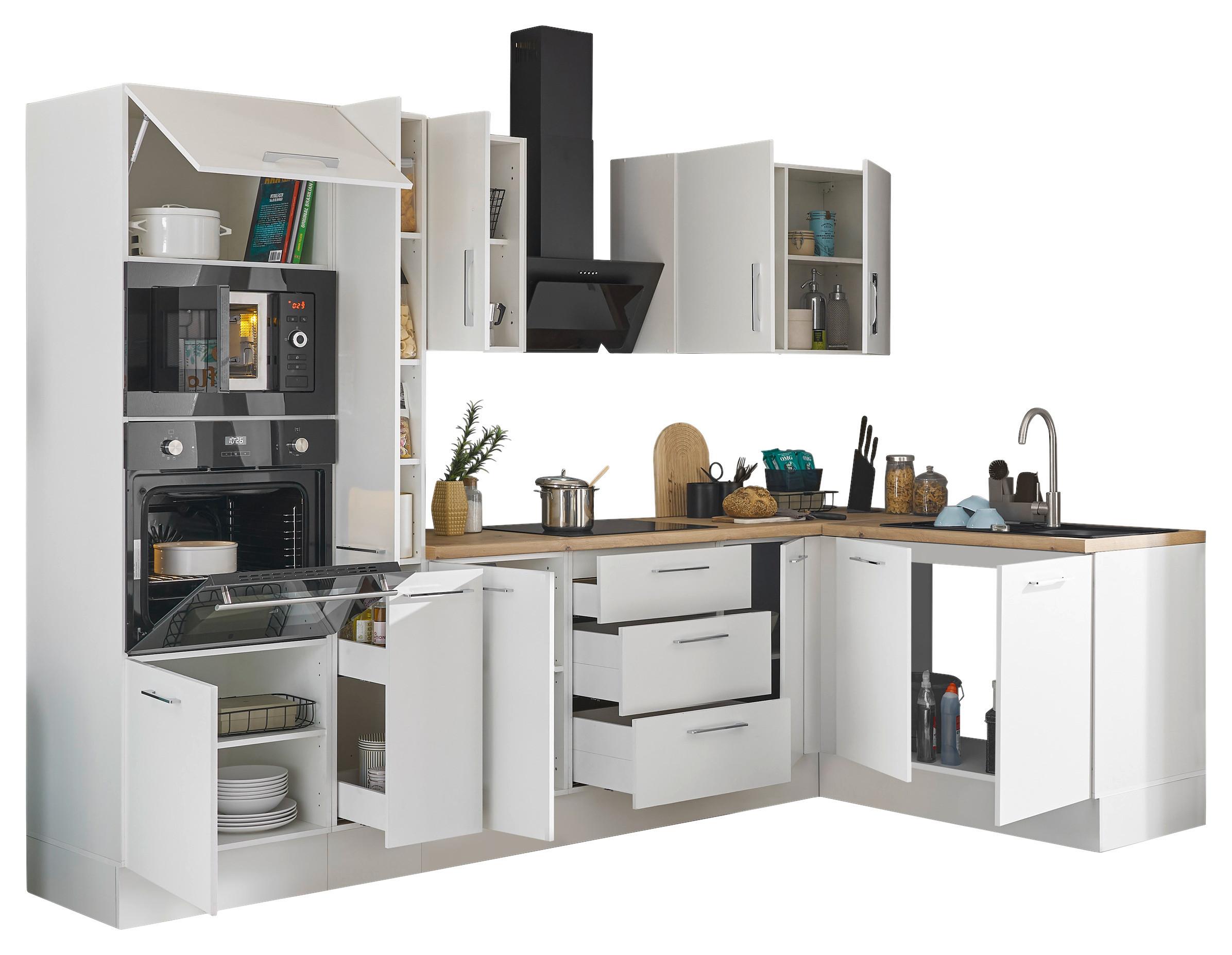 Eckküche Turin Weiß/Eiche Dekor 300x165 cm - Weiß/Eiche Artisan, Basics, Holzwerkstoff (300/165cm) - MID.YOU