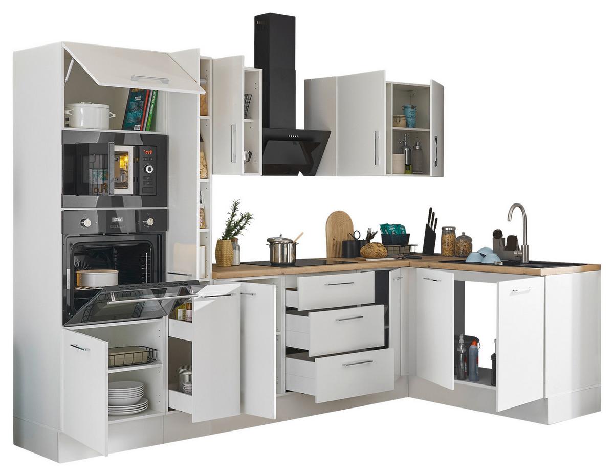 Eckküche Turin Weiß/Eiche Dekor 300x165 cm - Weiß/Eiche Artisan, Basics, Holzwerkstoff (300/165cm) - MID.YOU