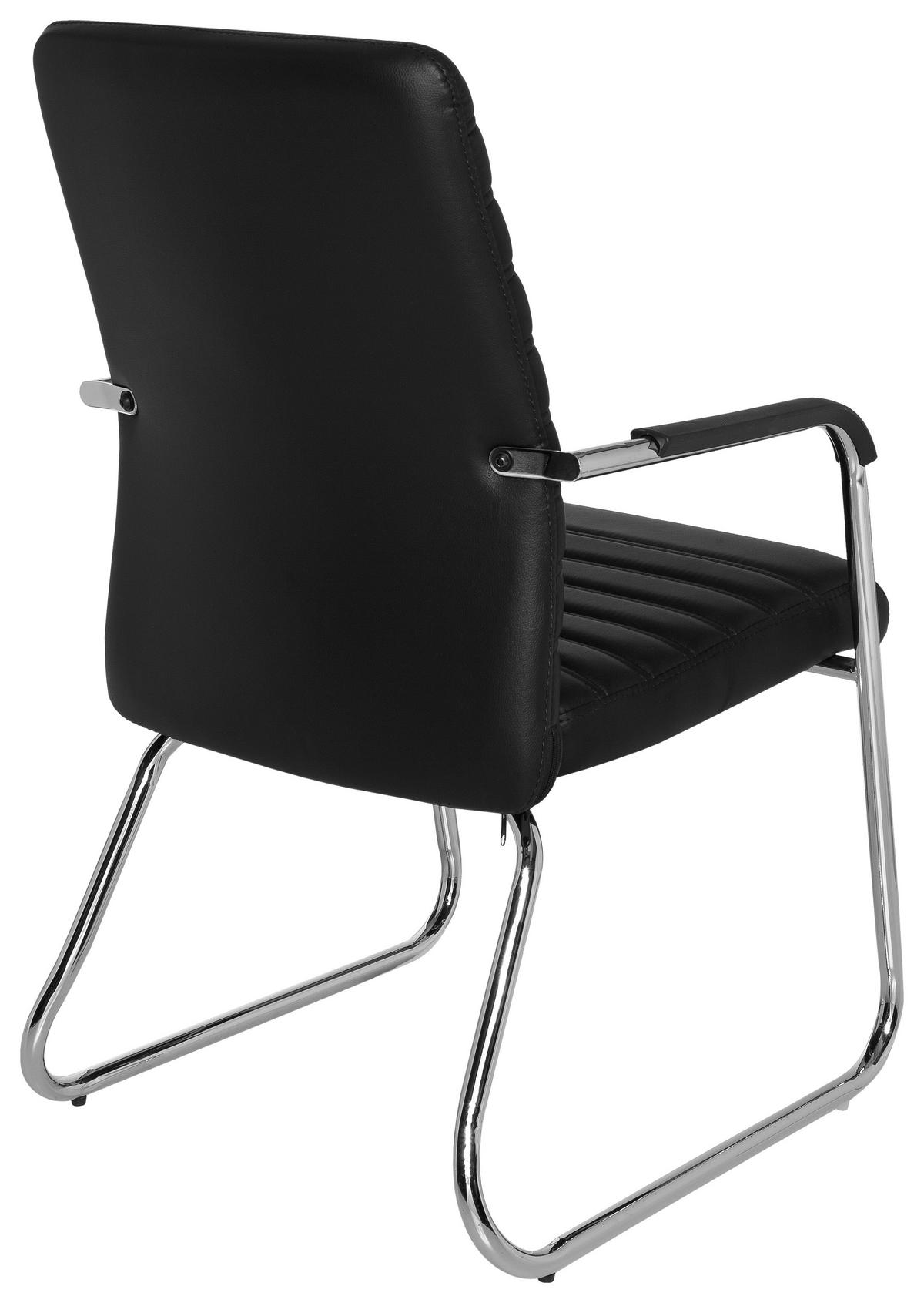 Besucherstuhl Steel V Schwarz - Chromfarben/Schwarz, MODERN, Kunststoff/Textil (55/96/46cm) - MID.YOU