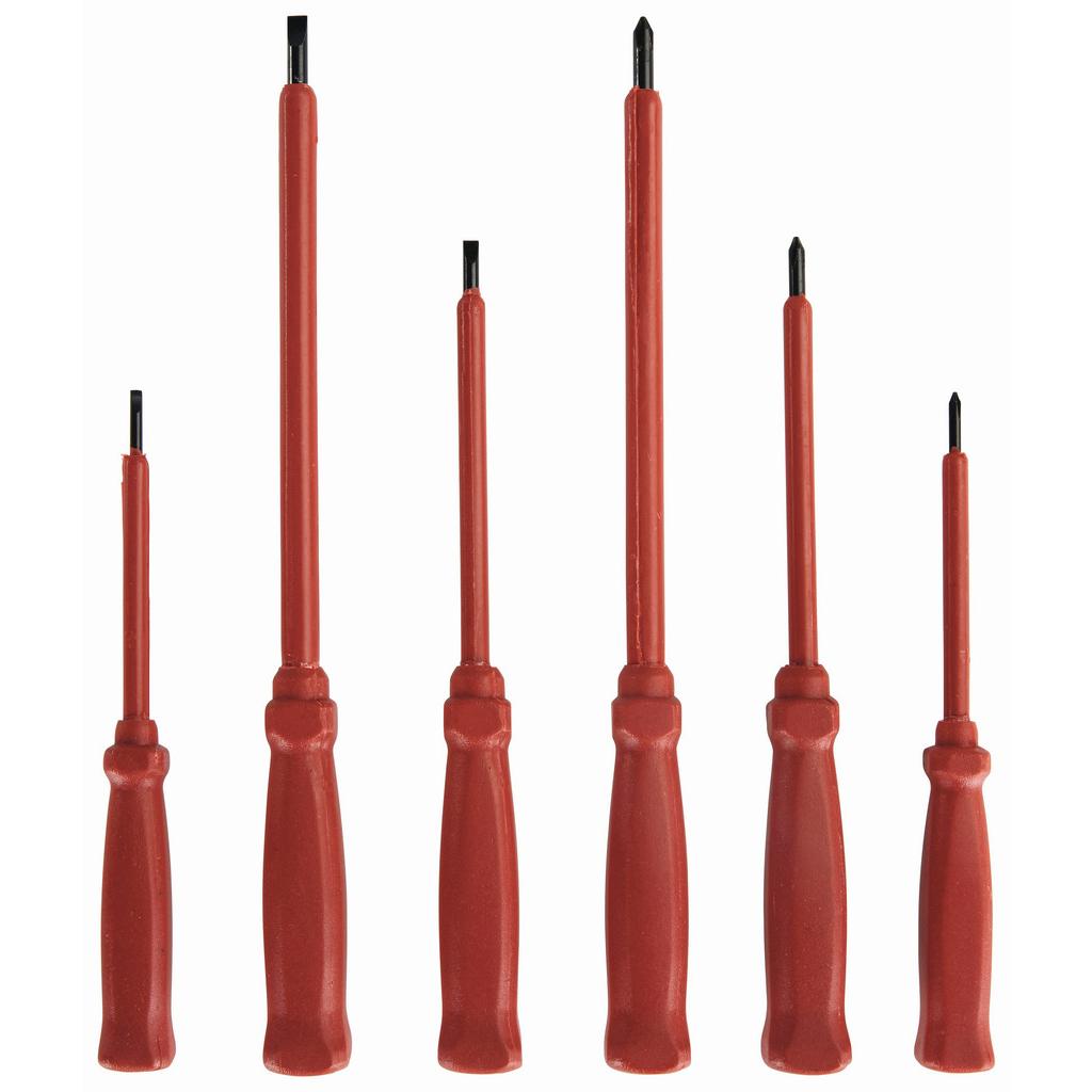 Schraubendreher-Set 6--Teilig. aus Metall/Kunststoff, Rot