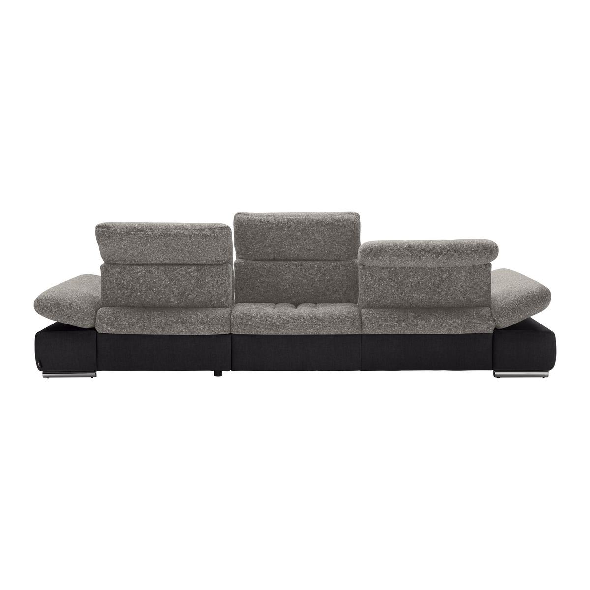 Rohová sedačka SANFINO, pravá, tmavosivá / strieborná - chrómová/strieborná, Konventionell, kov/drevo (305/79-96/199cm) - Premium Living