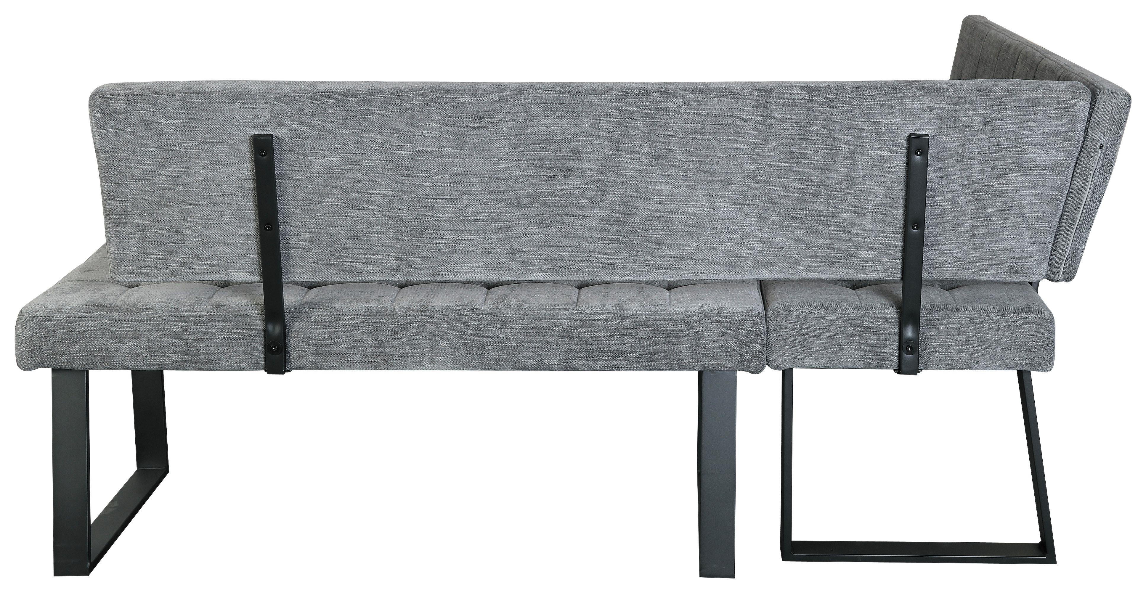 Eckbank Lavik - Hellgrau/Schwarz, MODERN, Textil/Metall (134/185cm) - MID.YOU