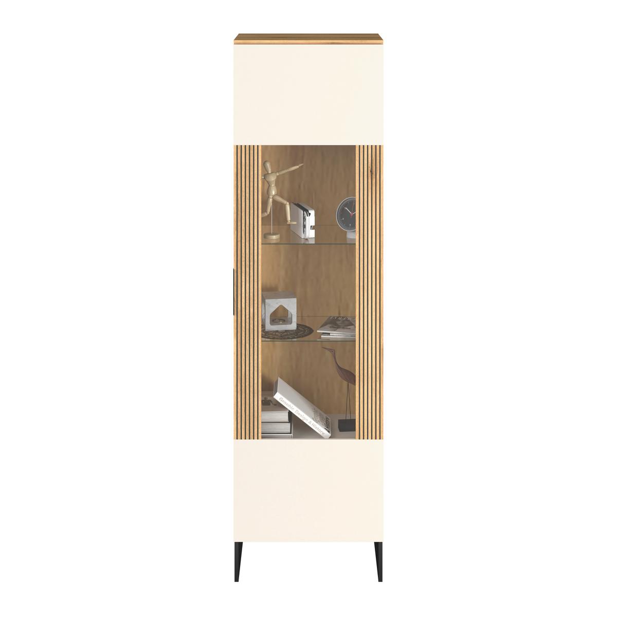 Stapelprogramm King Eichefarben/Kaschmir B:310,2cm - Kaschmir/Eichefarben, MODERN, Glas/Holzwerkstoff (310,2/200/40cm)