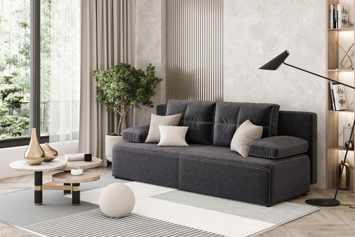 Schlafsofa Munich Schwarz B: 200cm - Schwarz, Design, Textil (200/88/86cm) - MID.YOU
