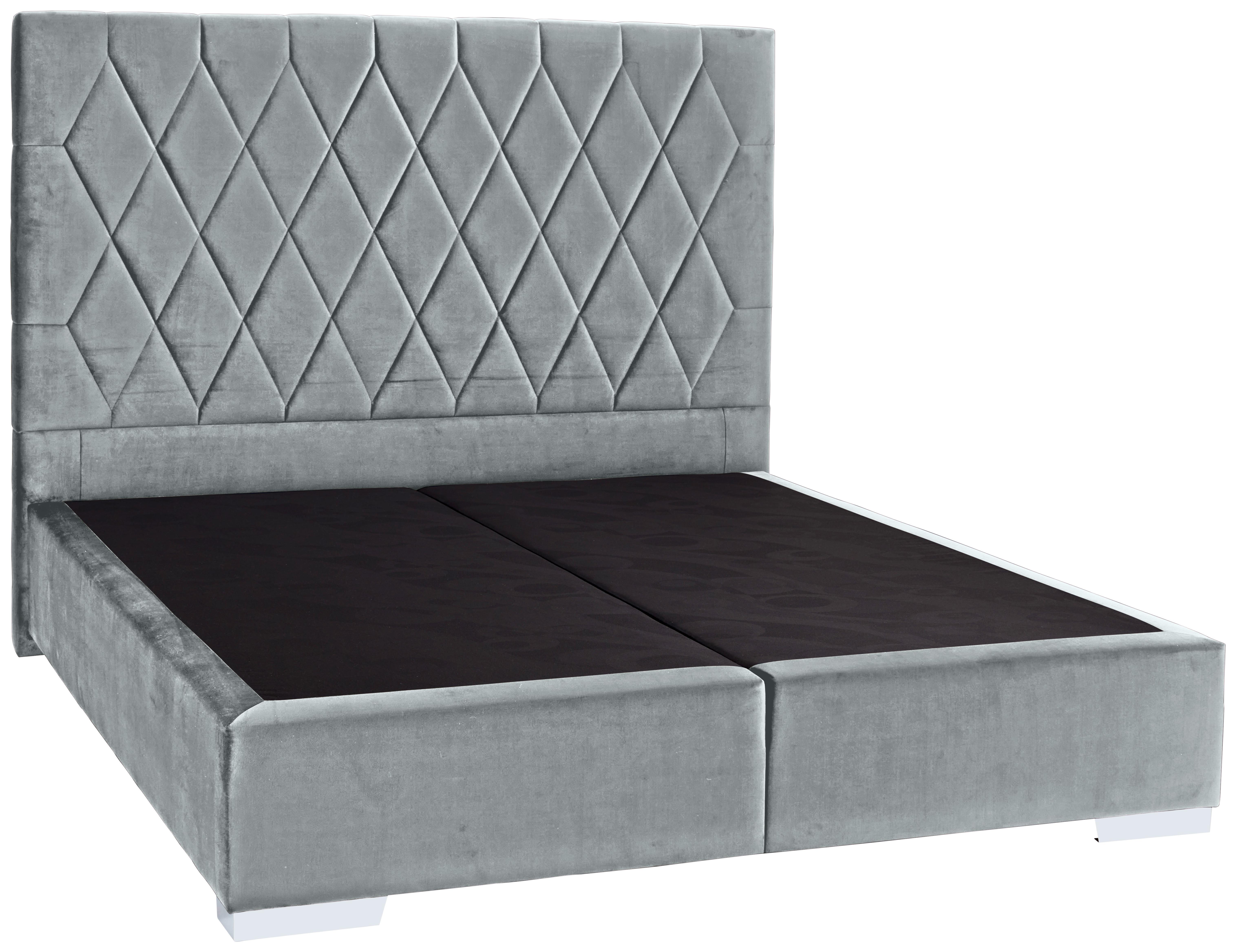 Boxspringbett mit Gepolstertem Kopfteil 160x200 cm Paula - Chromfarben/Anthrazit, MODERN, Textil (160/200cm)