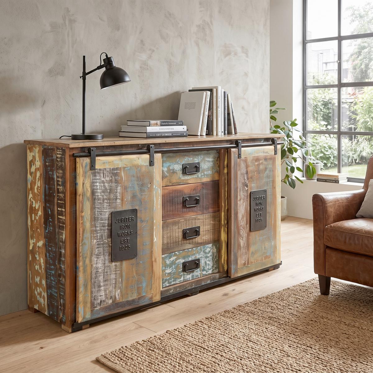 Sideboard Altholz B: 150cm - Multicolor/Schwarz, Design, Holz (150/81/38cm) - MID.YOU