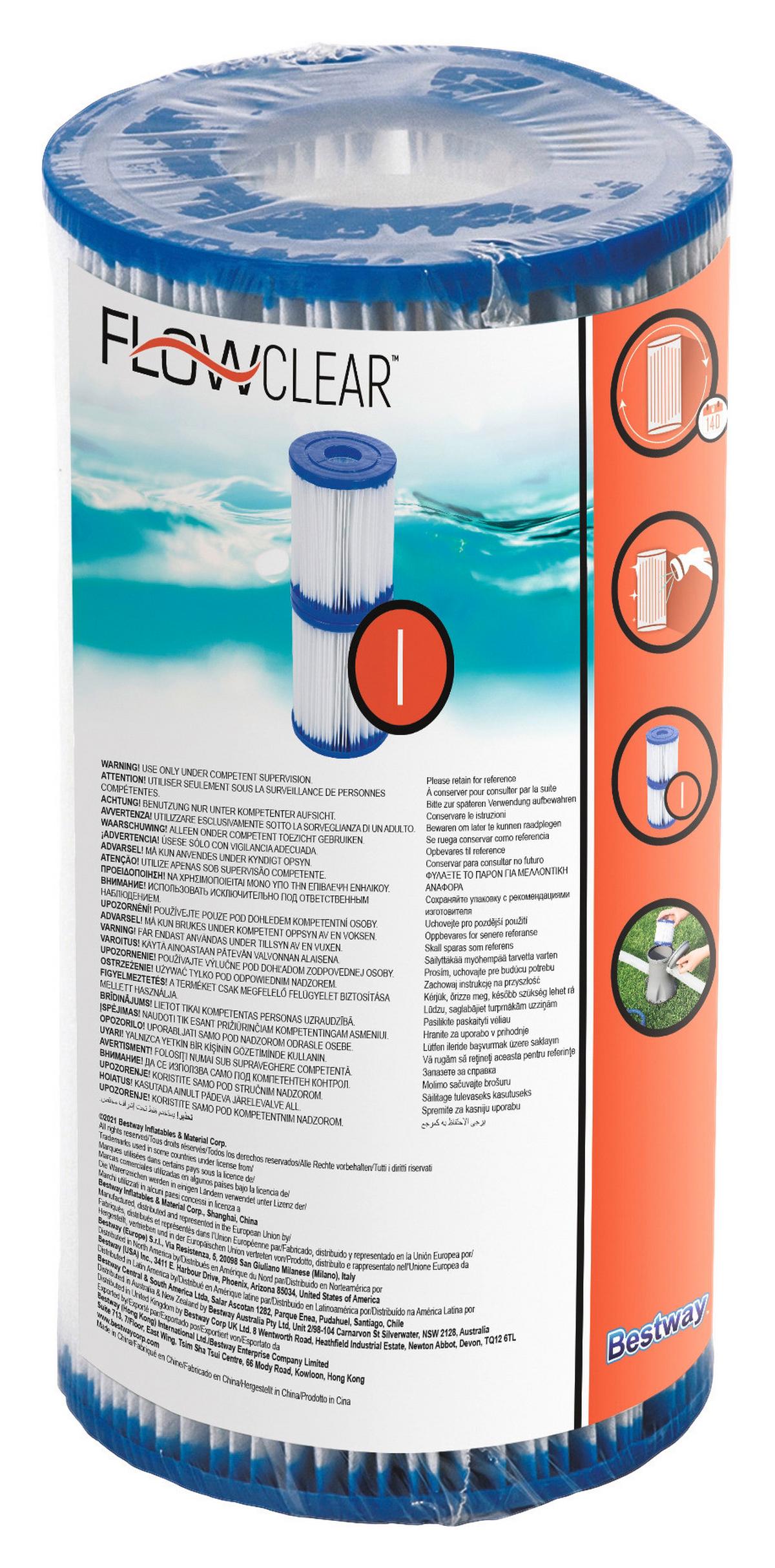 Filterkartusche für Pumpe Pool Cartridge Größe 1, 2er-Set - Blau/Weiß, MODERN, Kunststoff (8/9cm) - Bestway