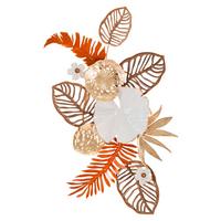 Wanddeko Bouquet Goldfarben, Weiß B: 50,8 Cm - Basics, Metall (50.8/87/7cm)