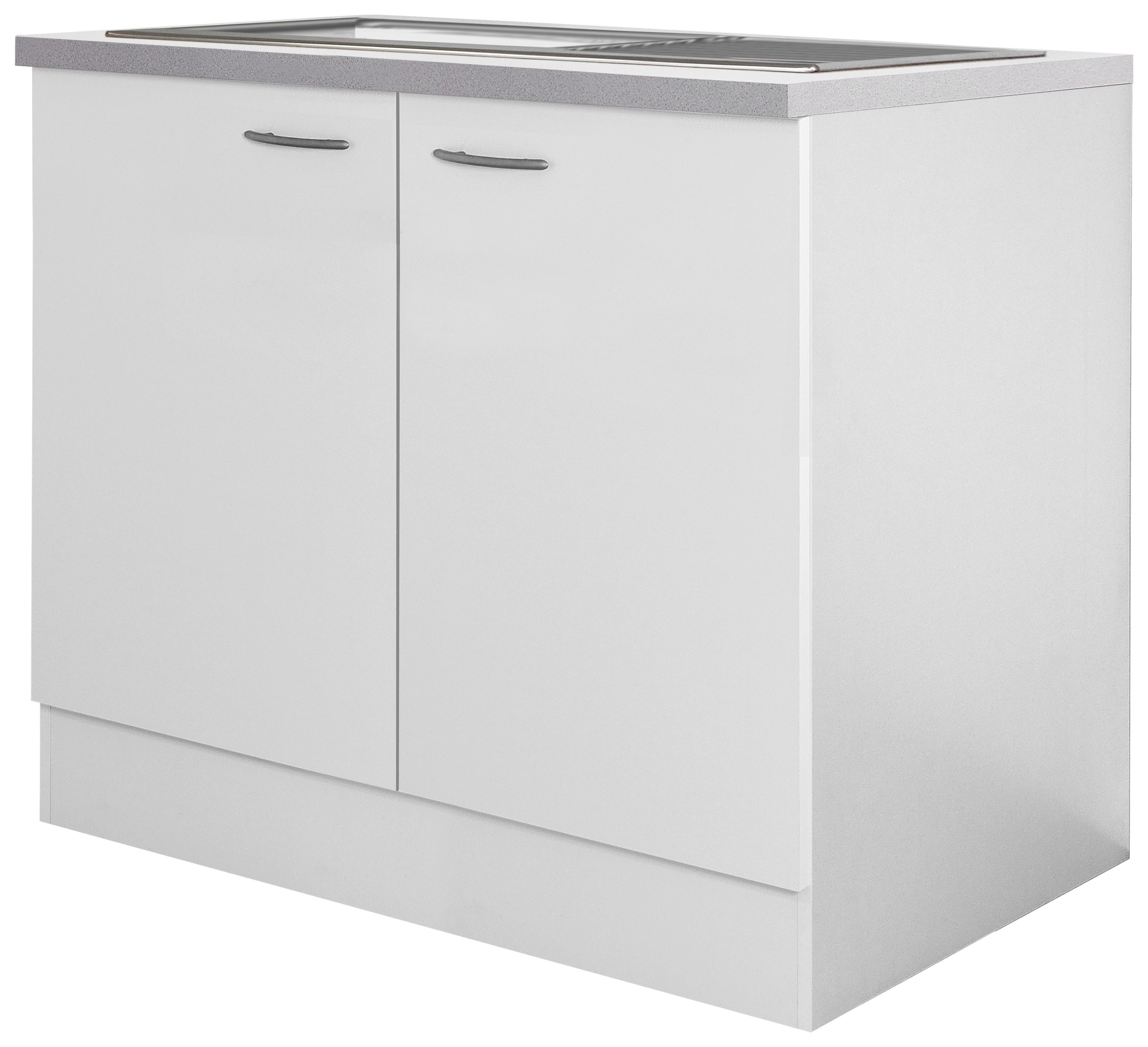 Dřezová skříňka Wito DSPU100 bílá - bílá/světle šedá, kompozitní dřevo/plast (100/85/60cm) - MID.YOU