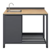 Outdoorküche Bern I - Anthrazit/Naturfarben, Basics, Kunststoff/Metall (110/90/61cm) - Beldano