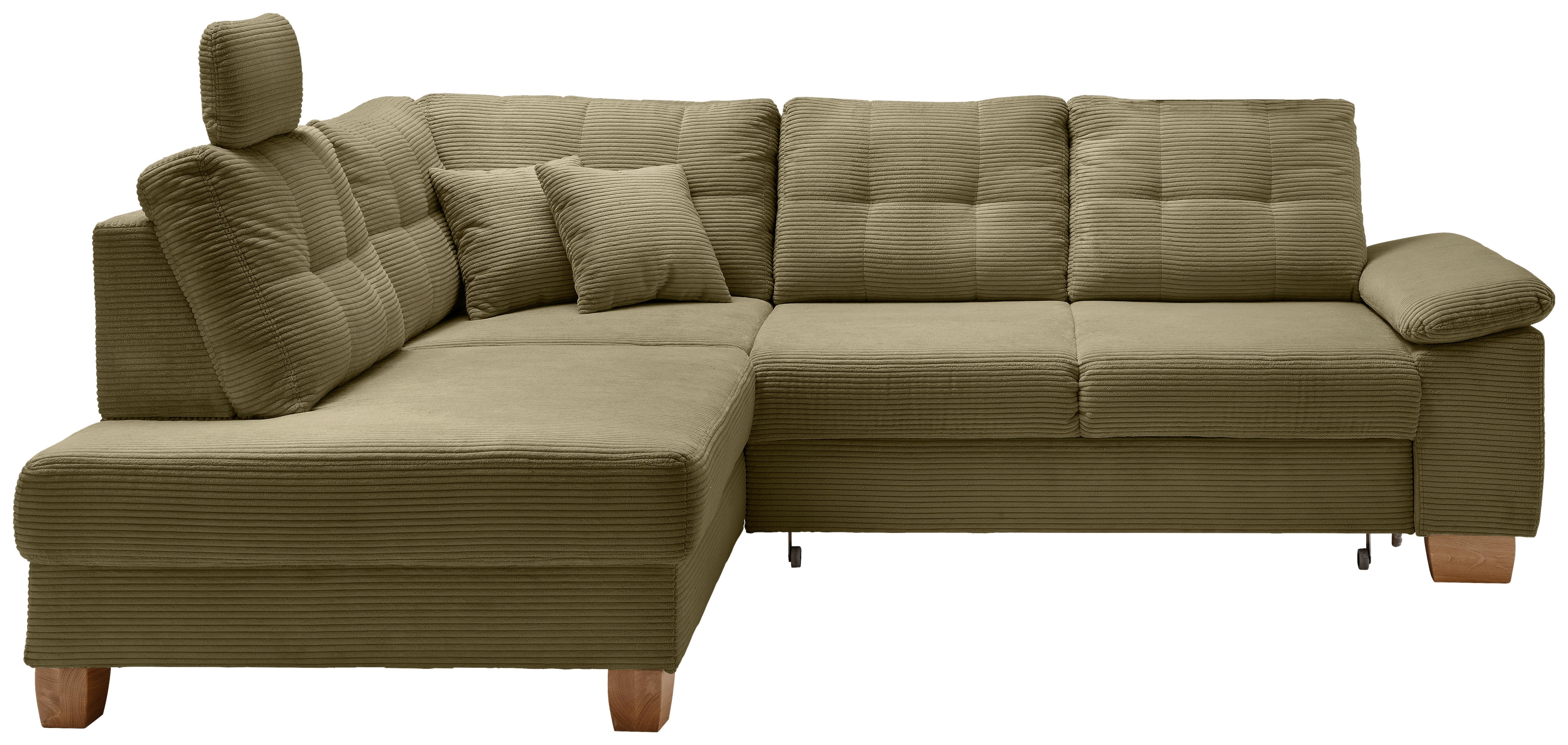 Ecksofa Brizzini Olivgrün S: 206x274 cm - Naturfarben/Olivgrün, MODERN, Textil (206/274cm) - Livetastic