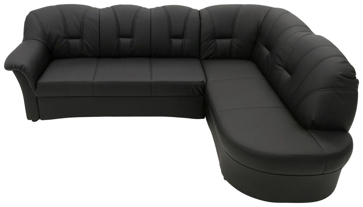 Ecksofa Papenburg Schwarz Lederlook - Schwarz, KONVENTIONELL, Textil (243/180cm) - MID.YOU