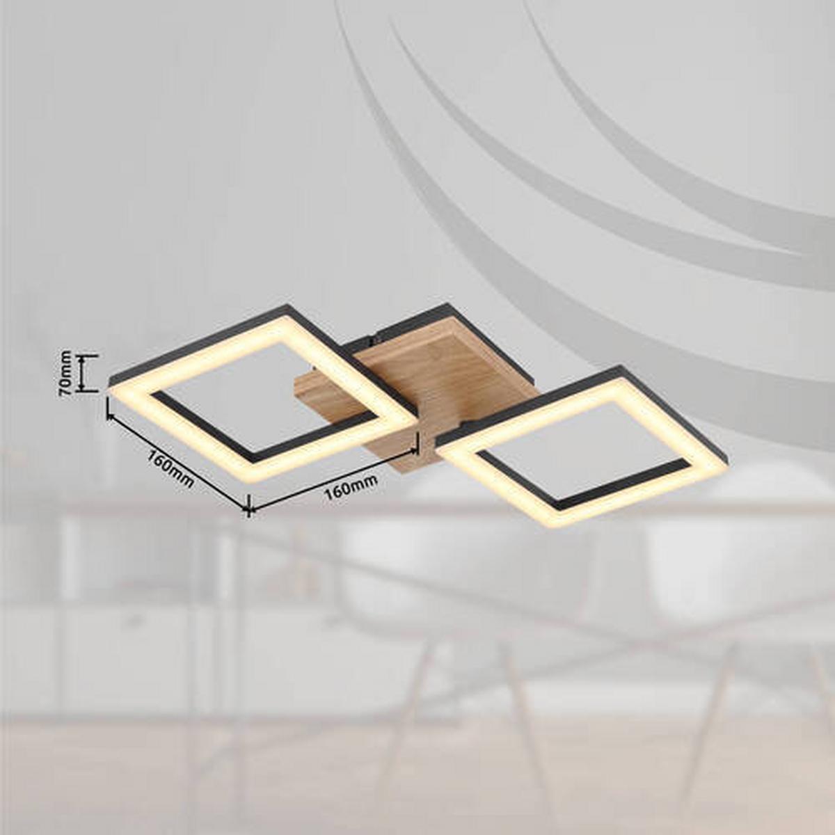 LED-Deckenleuchte 67280-18 - Dunkelbraun/Opal, Design, Holz/Kunststoff (46/22,5/7cm) - Globo