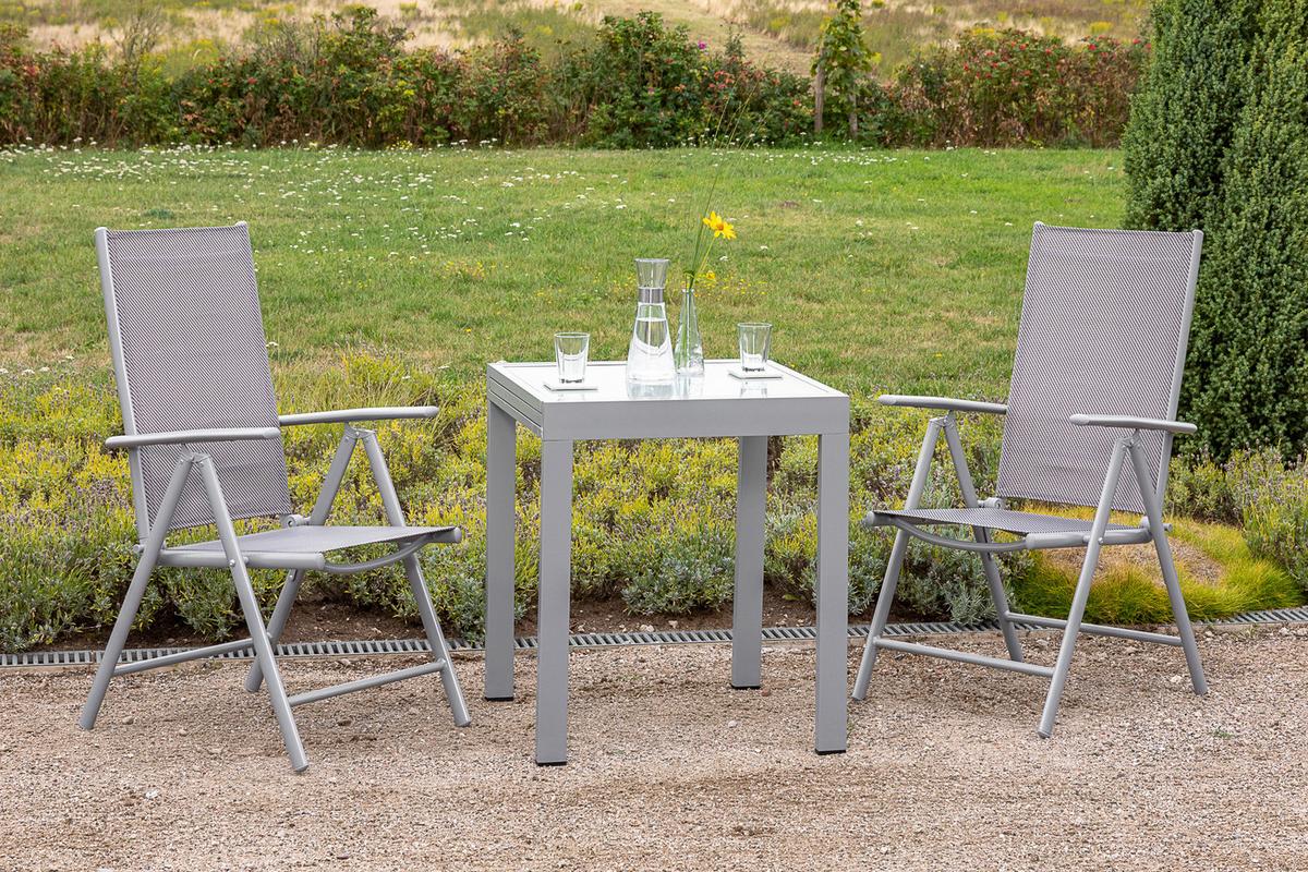 Gartenmöbel Set 3-Tlg Amalfi aus Metall/Kunststoff - Silberfarben/Braun, MODERN, Kunststoff/Metall - Gardenson