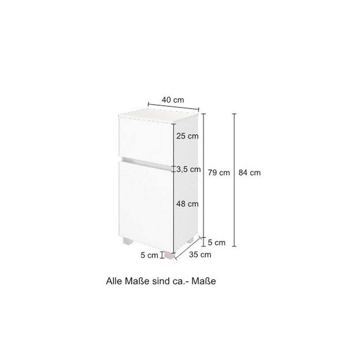 Badezimmer Unterschrank Kopenhagen BxH 40x79 cm - Eichefarben/Silberfarben, KONVENTIONELL, Holzwerkstoff (40/79/35cm) - Held