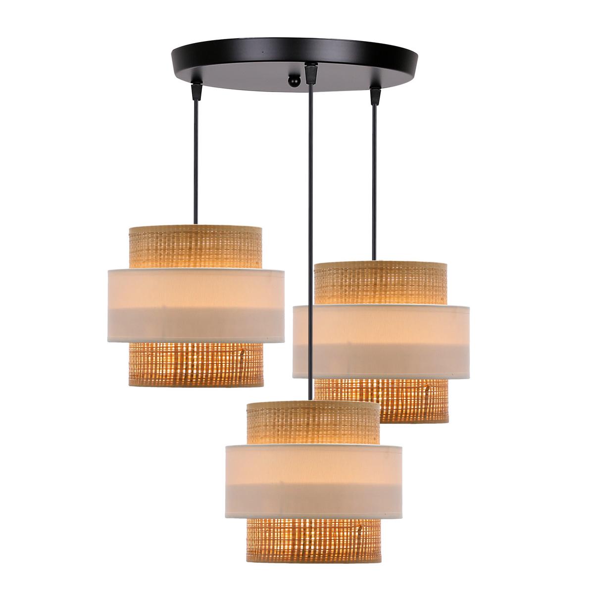 Pendelleuchte 33-18212 Rattan - Creme/Schwarz, Natur, Kunststoff/Metall (45/45cm)